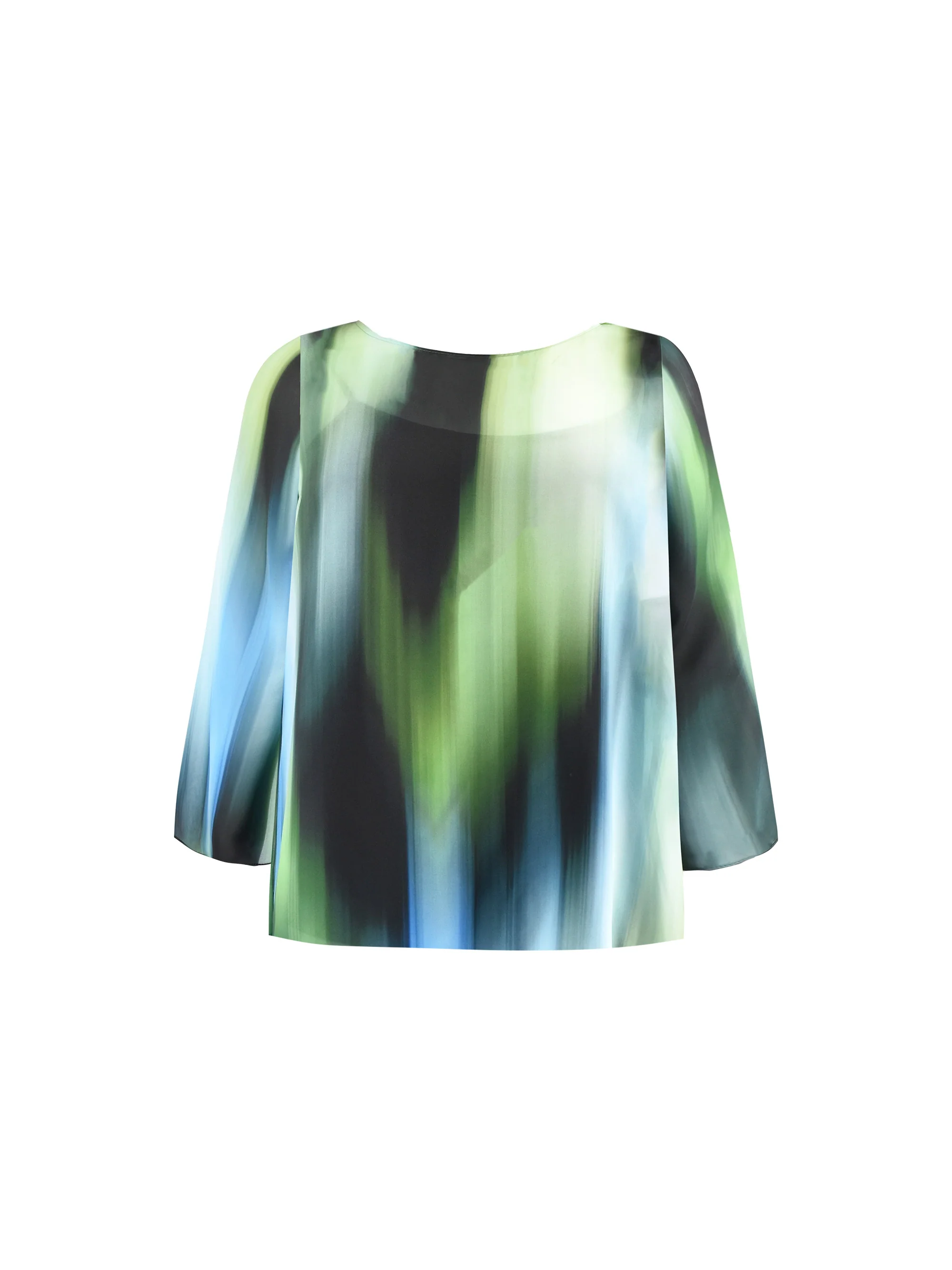 Blue Ombre Print High Low Chiffon Top - Image 6