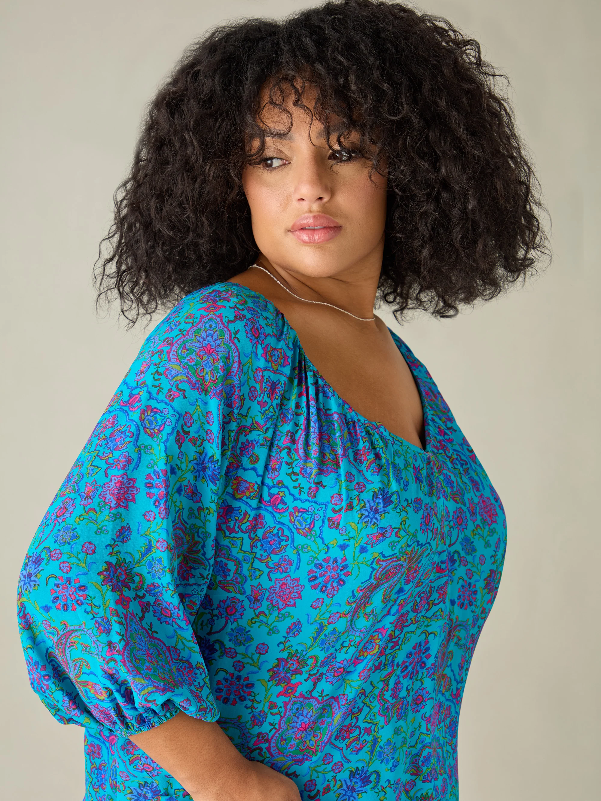 Blue Paisley Gathered Top - Image 6