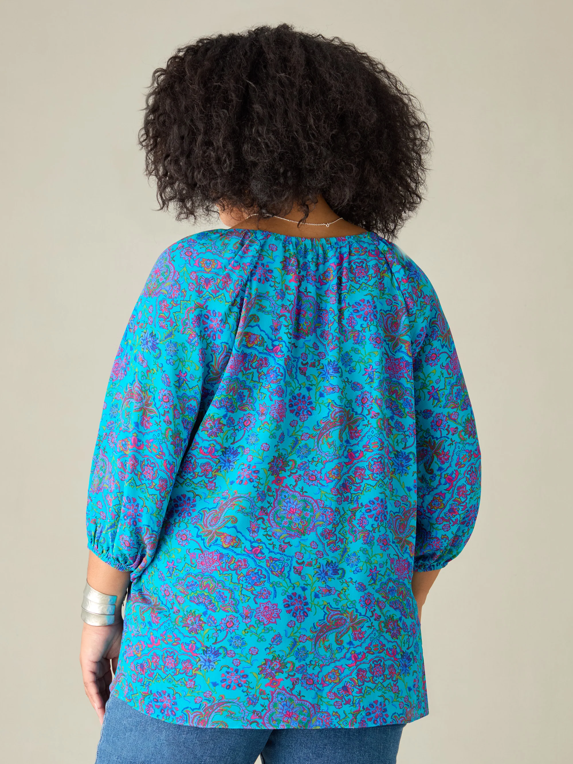 Blue Paisley Gathered Top - Image 7