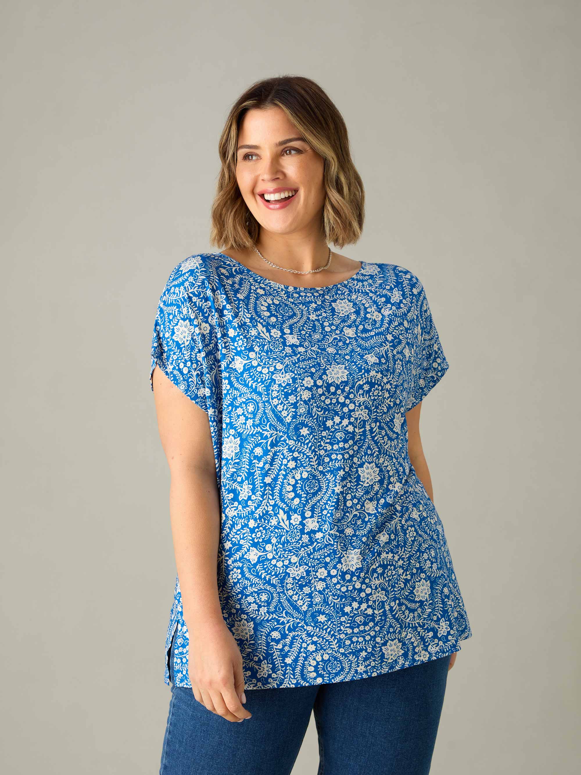 Blue Paisley Jersey T-Shirt - Image 4