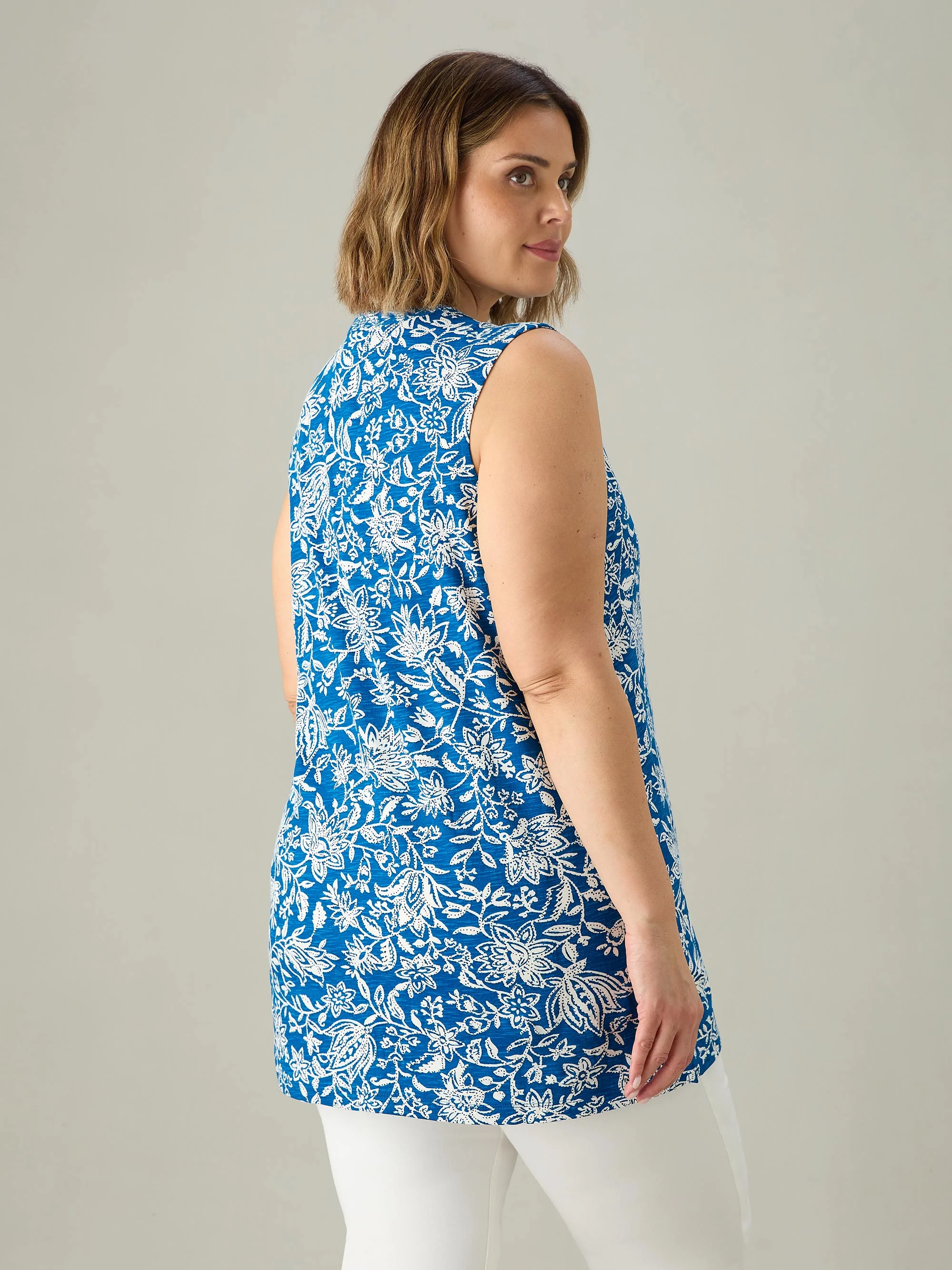 Blue Paisley V-Neck Tunic - Image 3