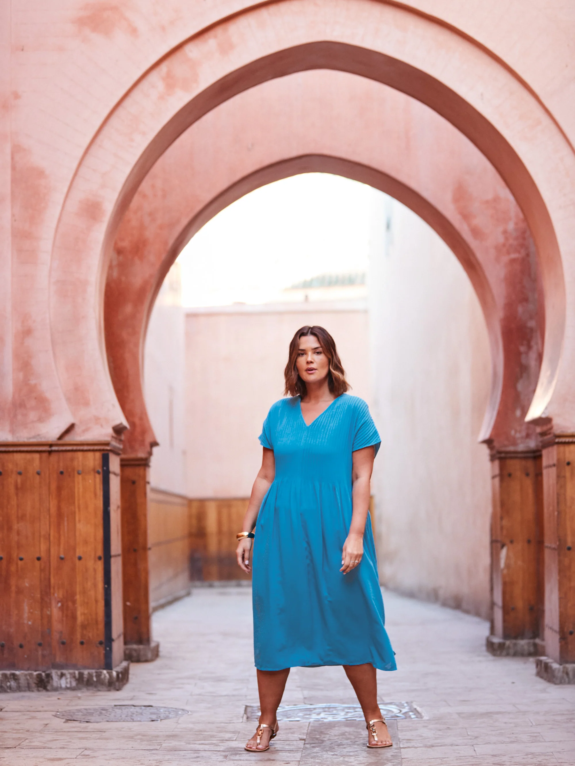 Blue Pintuck Midi Dress - Image 3