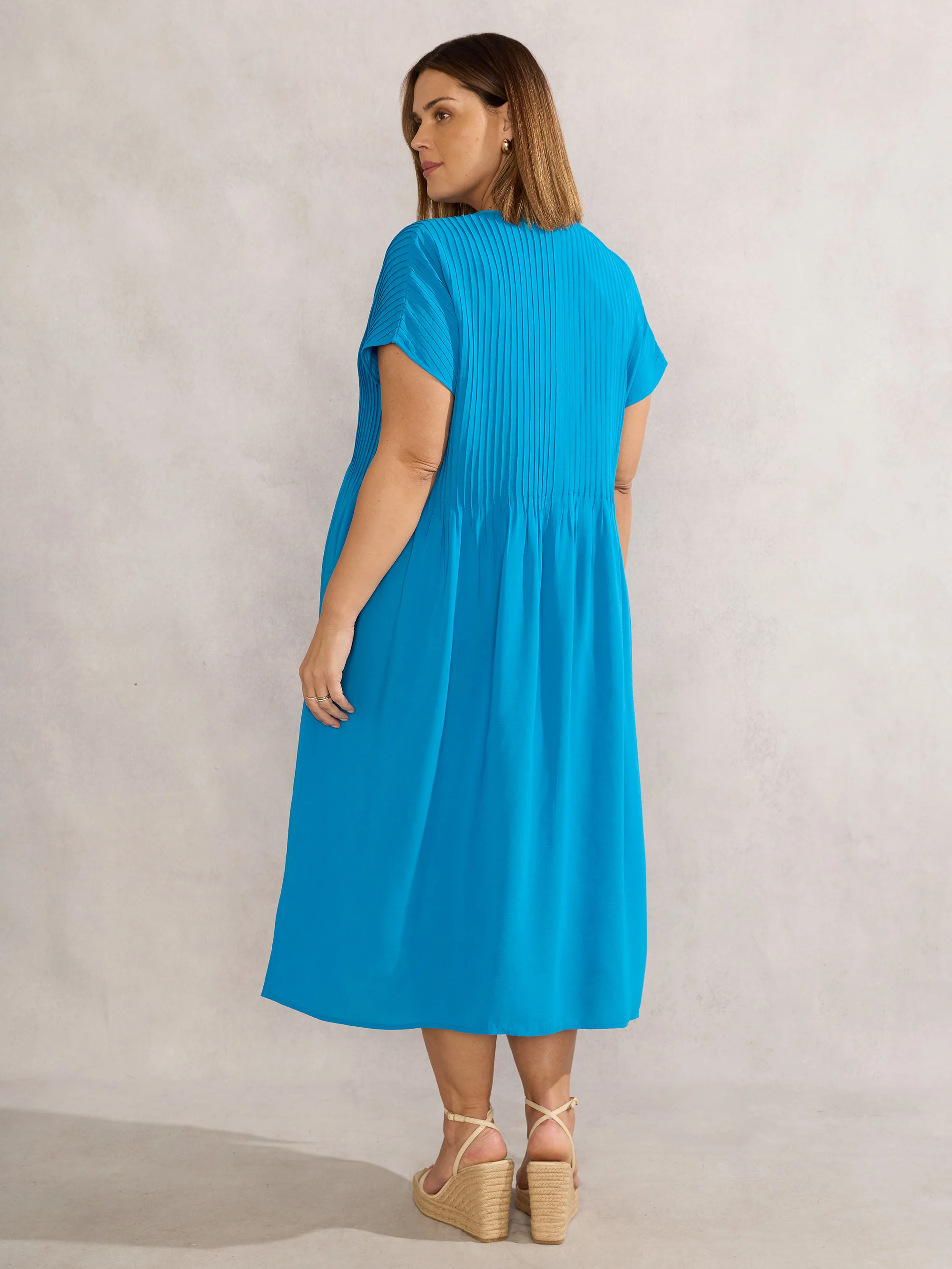 Blue Pintuck Midi Dress - Image 6