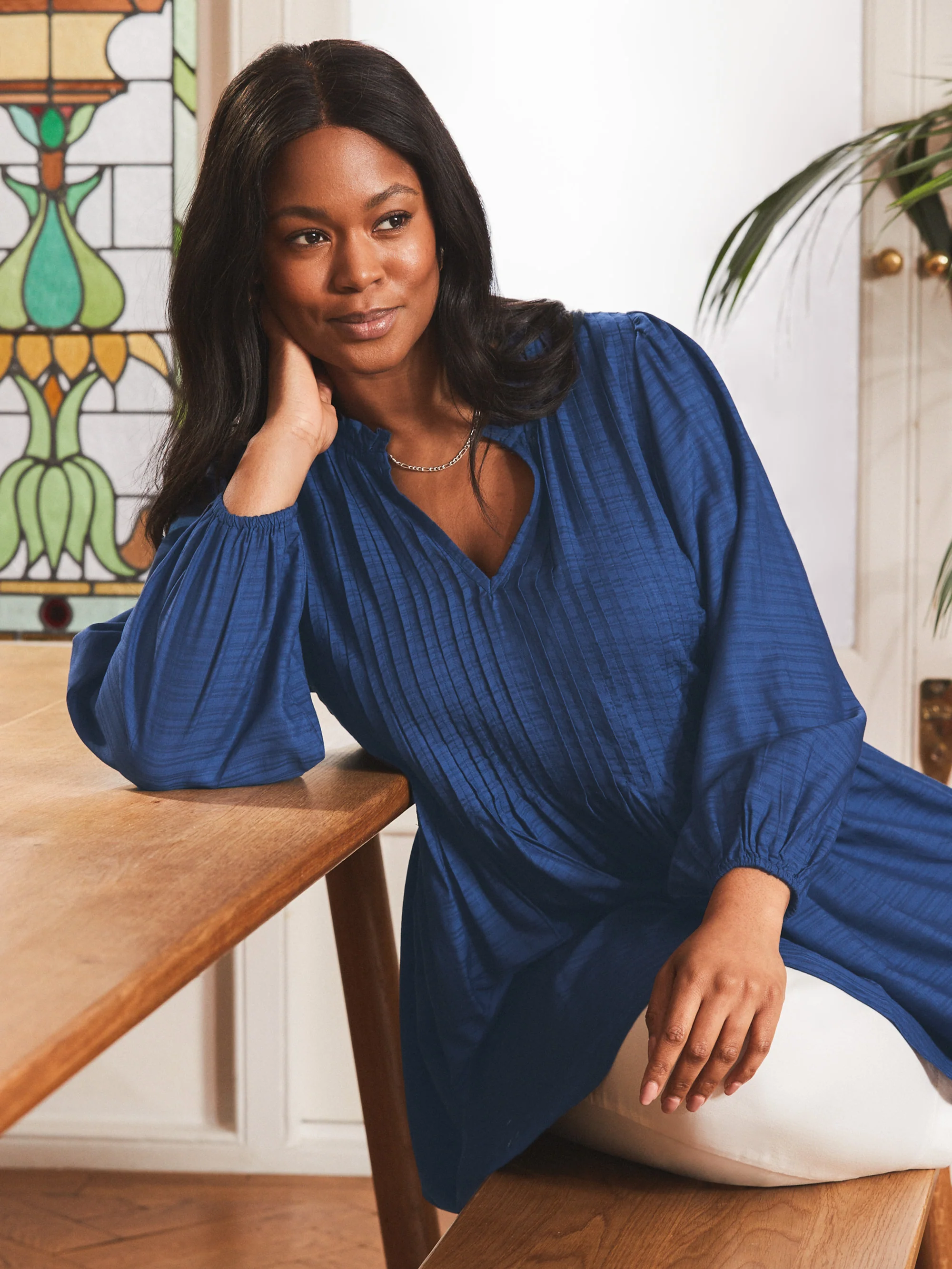 Blue Pintuck Tunic - Image 2