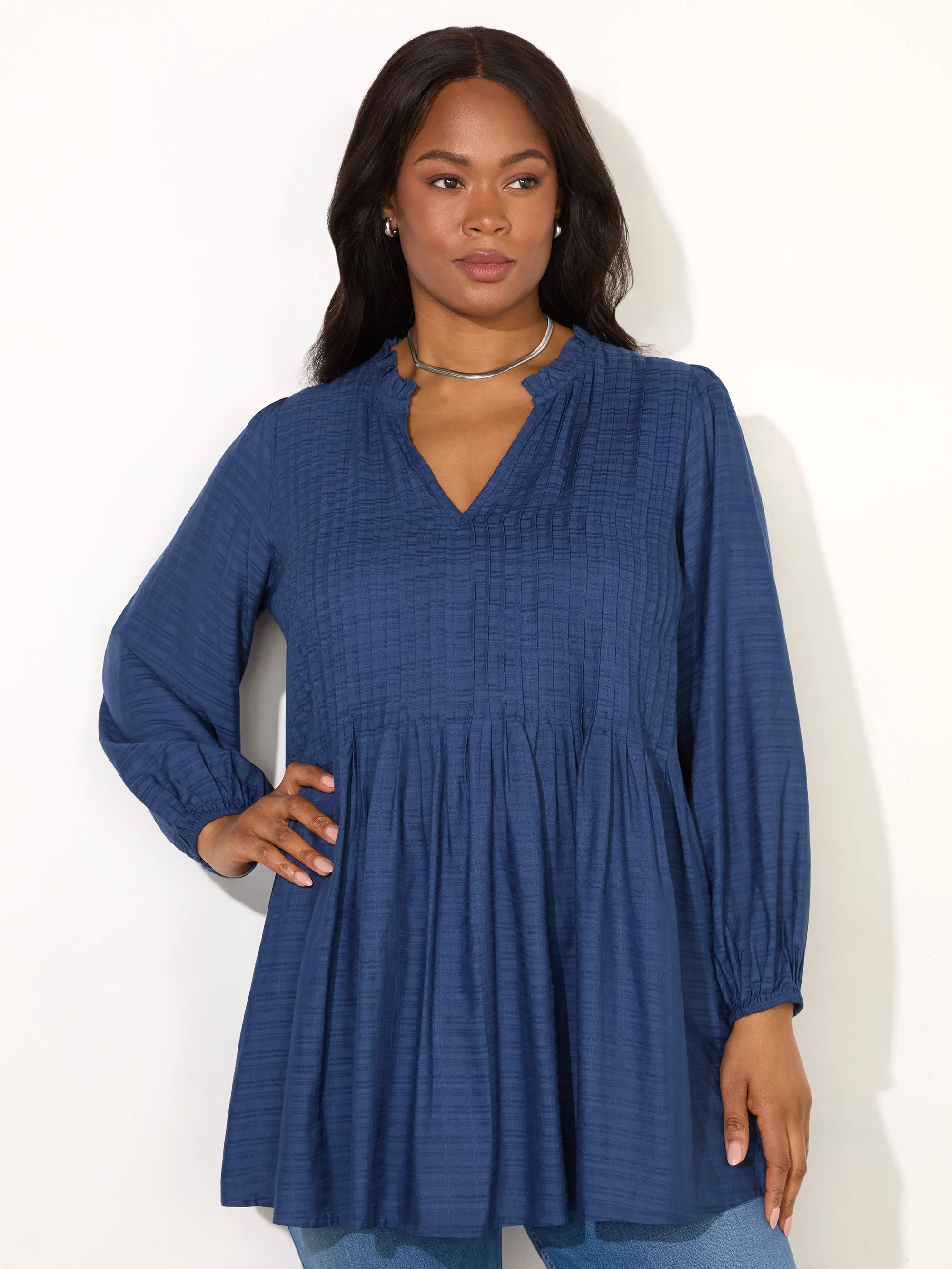 Blue Pintuck Tunic - Image 3