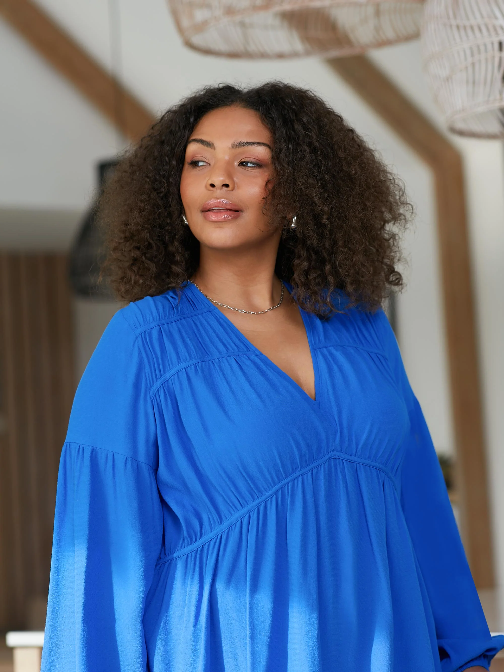 Blue Ruched Front Blouse - Image 2