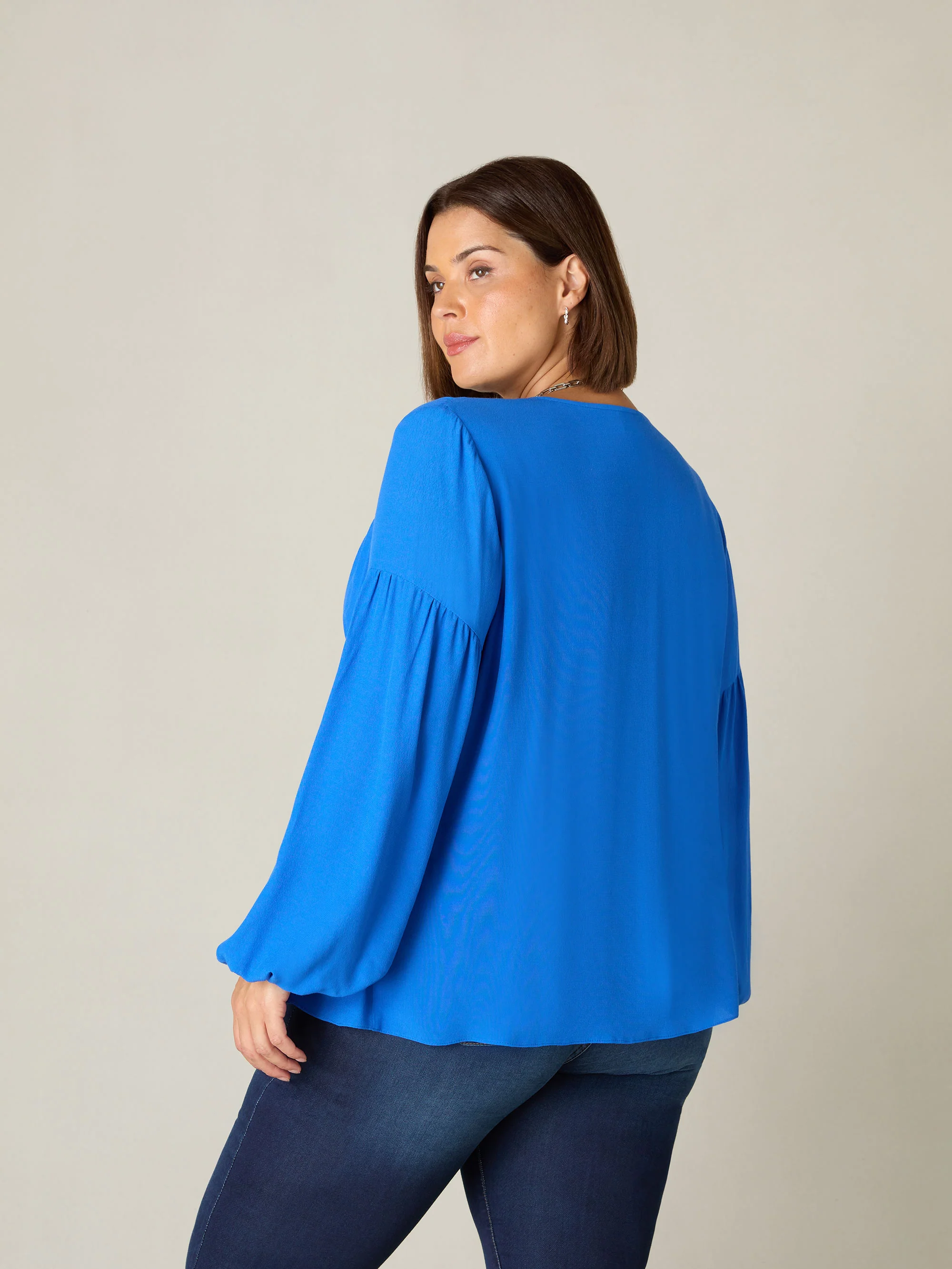 Blue Ruched Front Blouse - Image 7