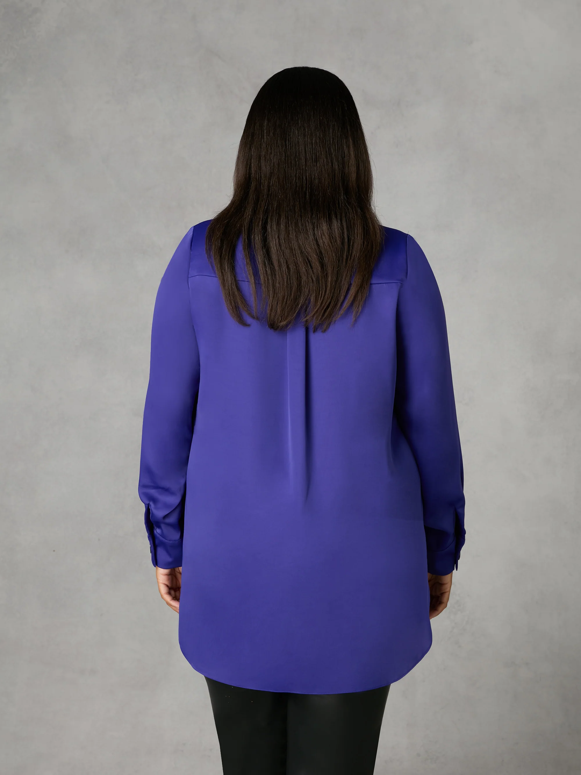 Blue Satin Placket Front Shirt - Image 3