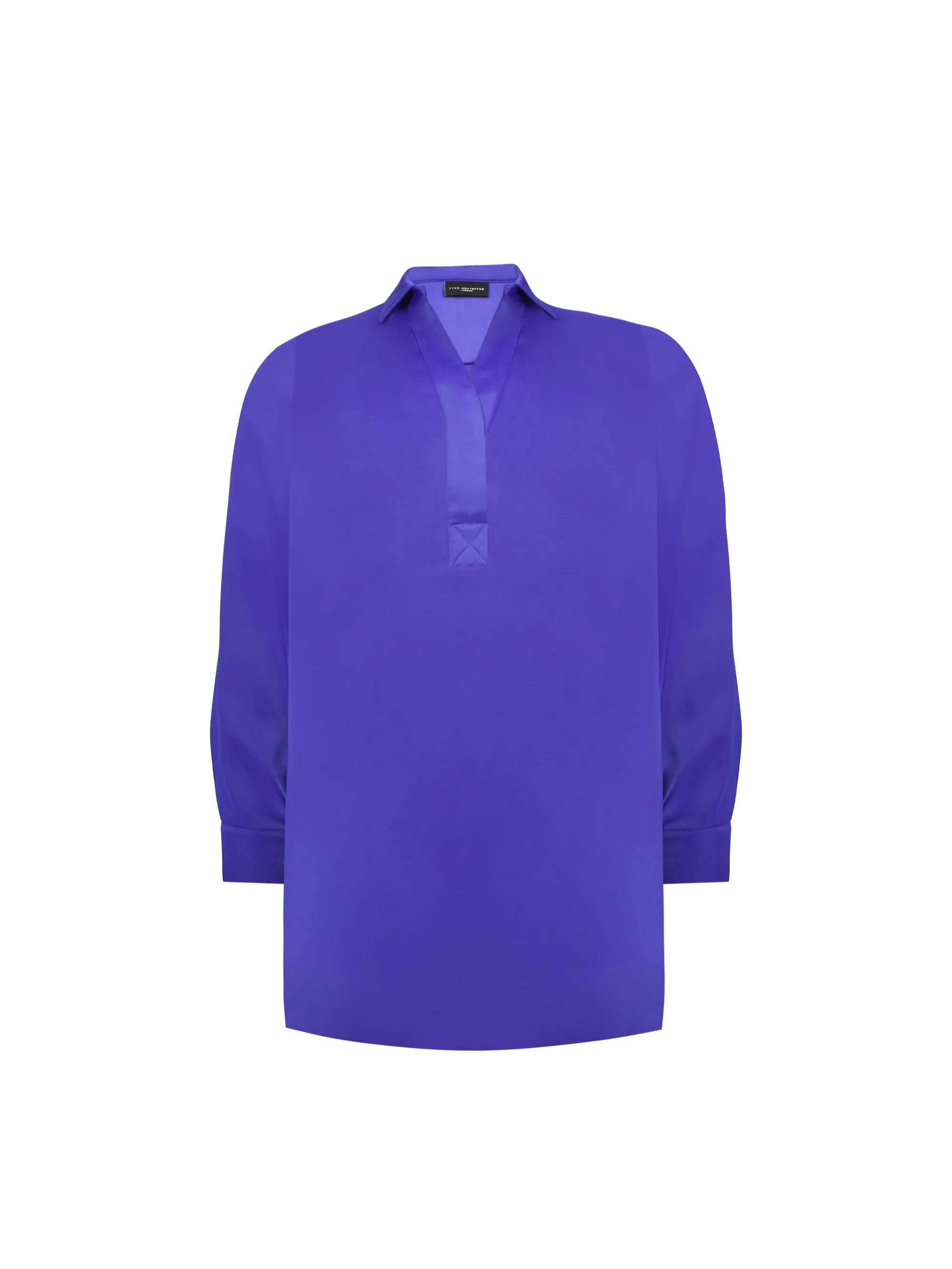 Blue Satin Placket Front Shirt - Image 4