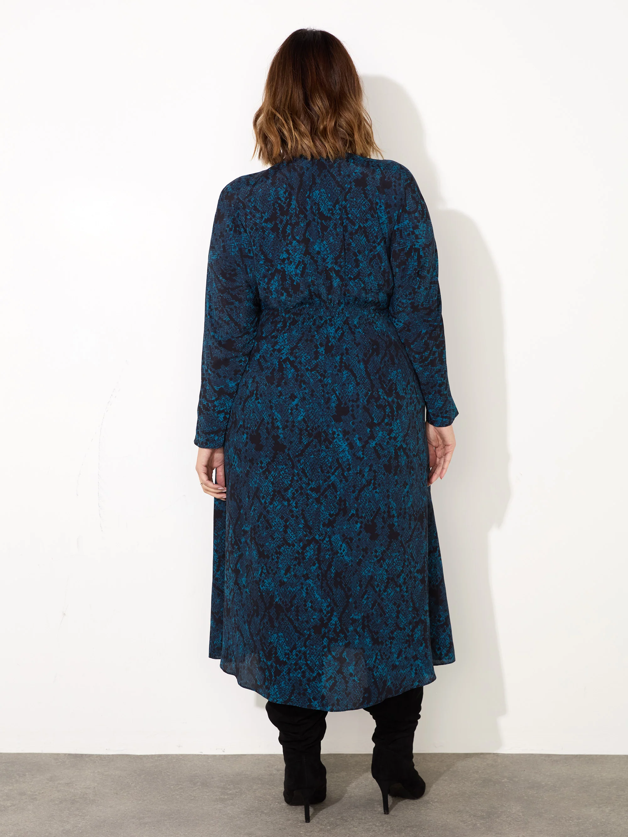 Blue Snake Print Tie Front Dress - Image 5
