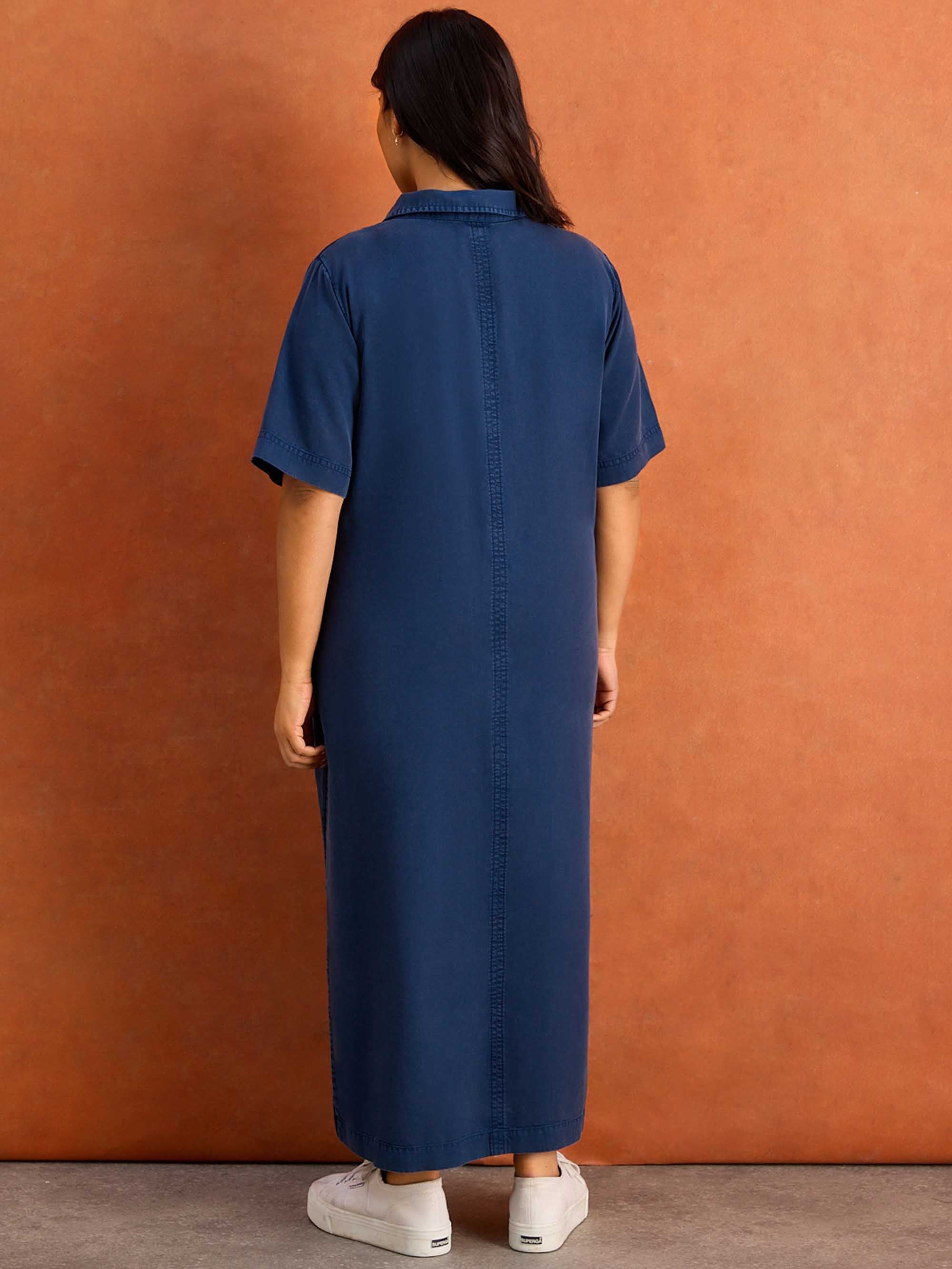 Soft Touch Denim-Style Polo Neck Midi Dress - Image 3