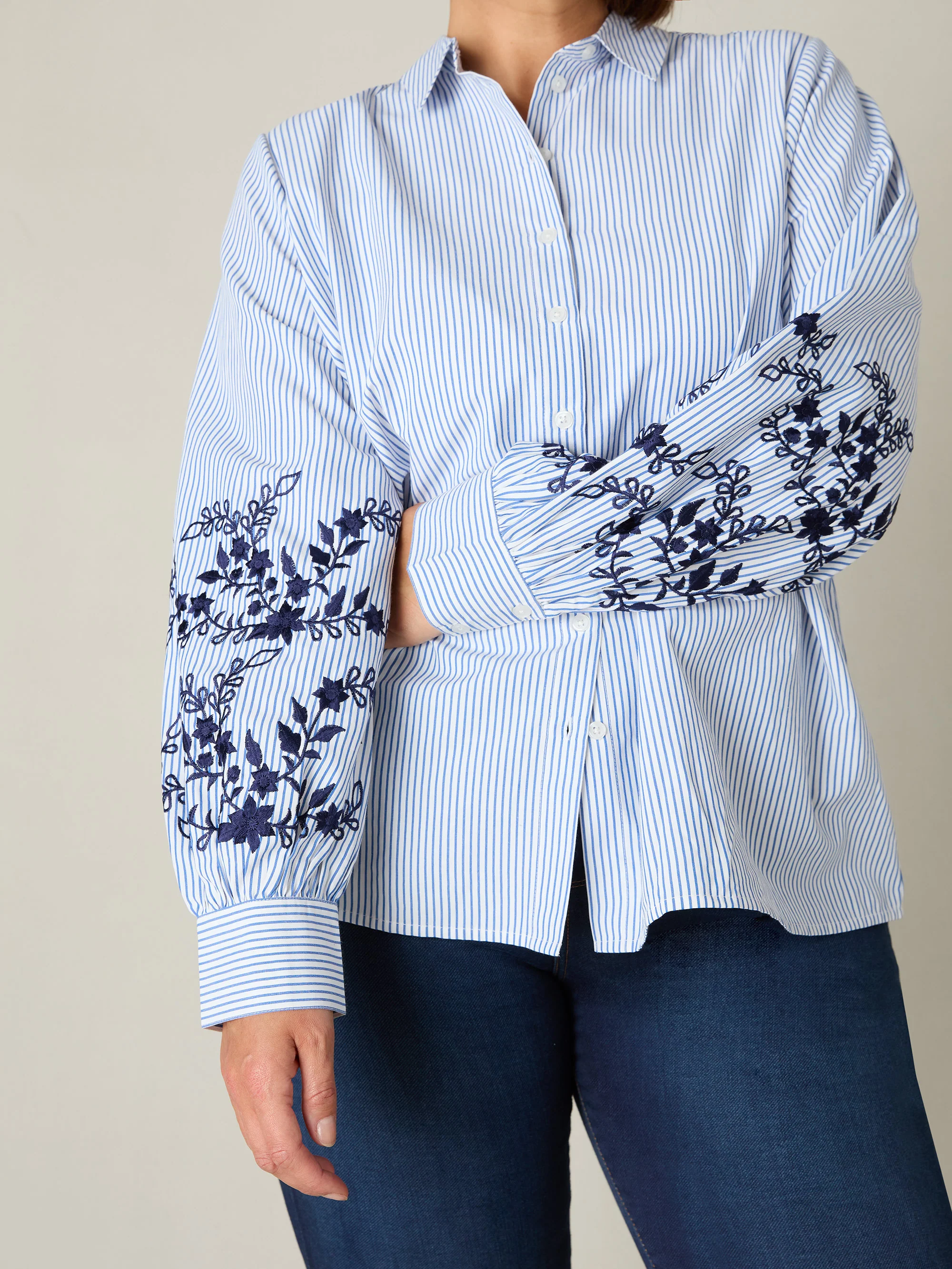 Blue Stripe Embroidered Shirt - Image 6