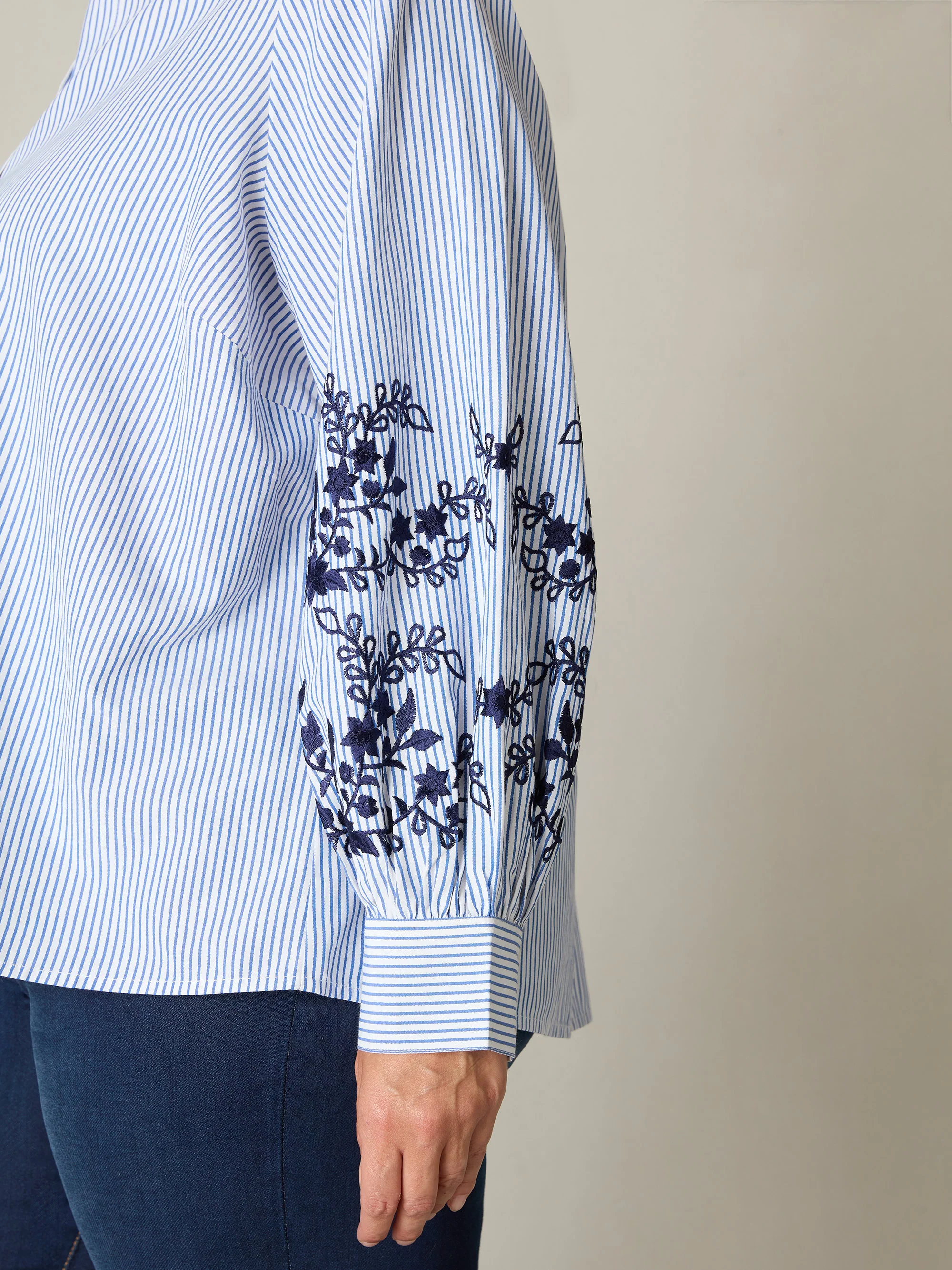 Blue Stripe Embroidered Shirt - Image 7