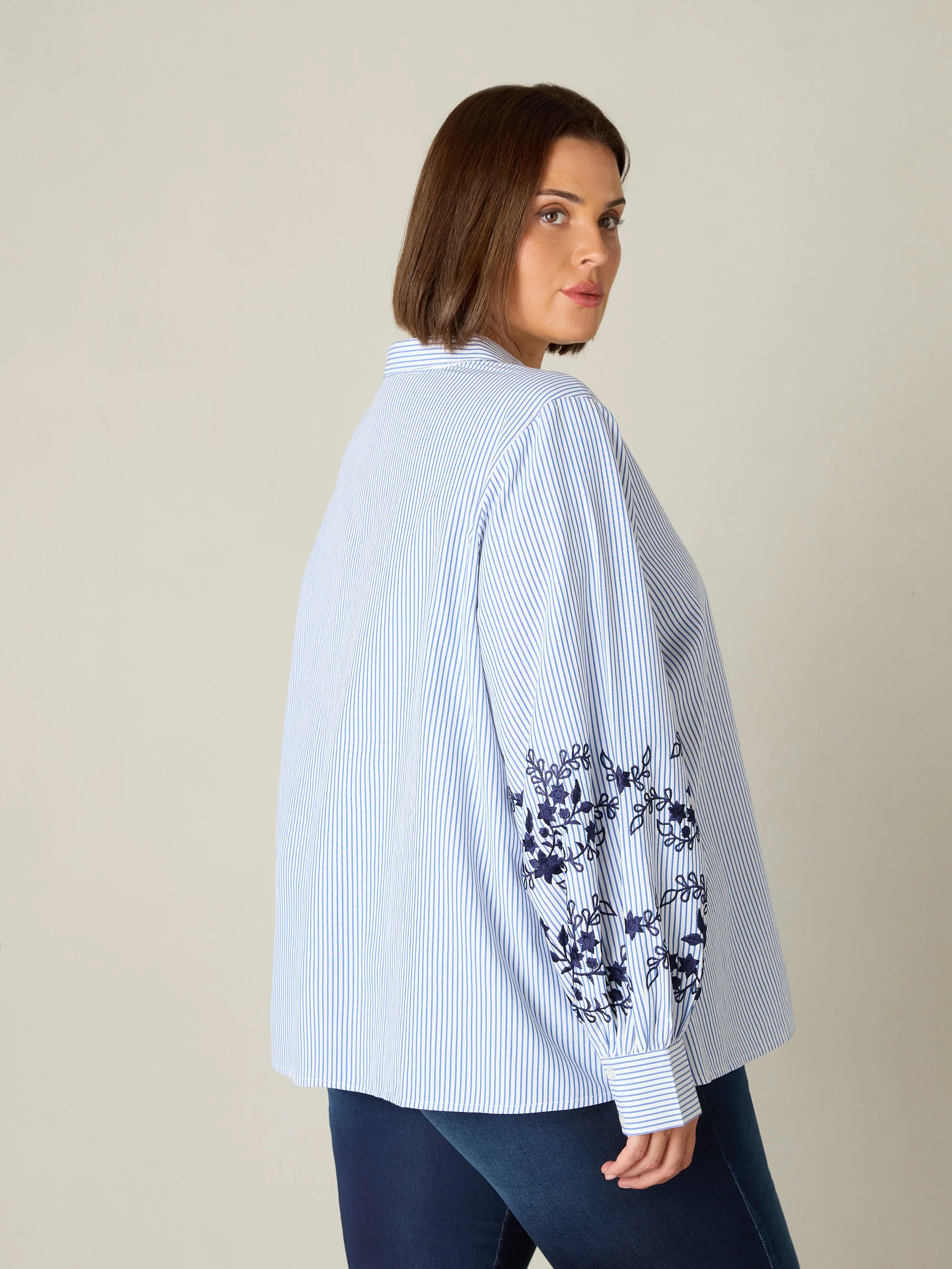 Blue Stripe Embroidered Shirt - Image 8