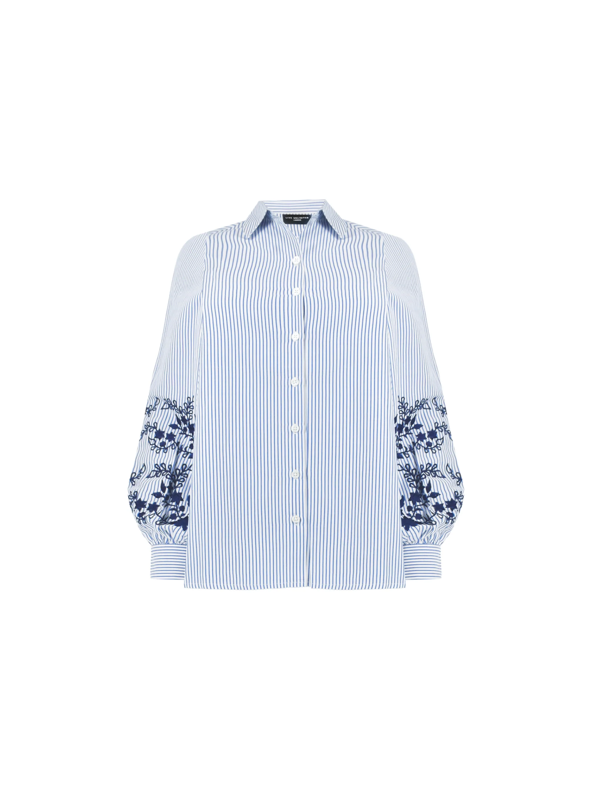 Blue Stripe Embroidered Shirt - Image 9