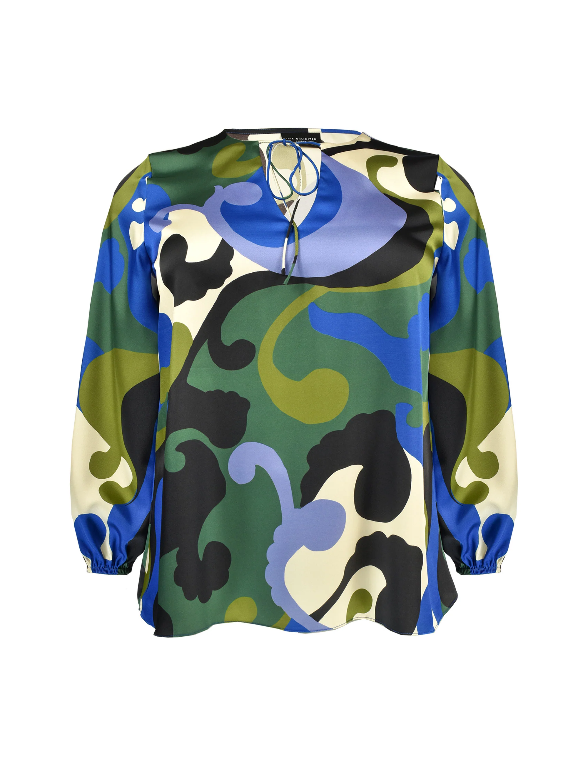 Blue Swirl Print Boho Blouse - Image 4