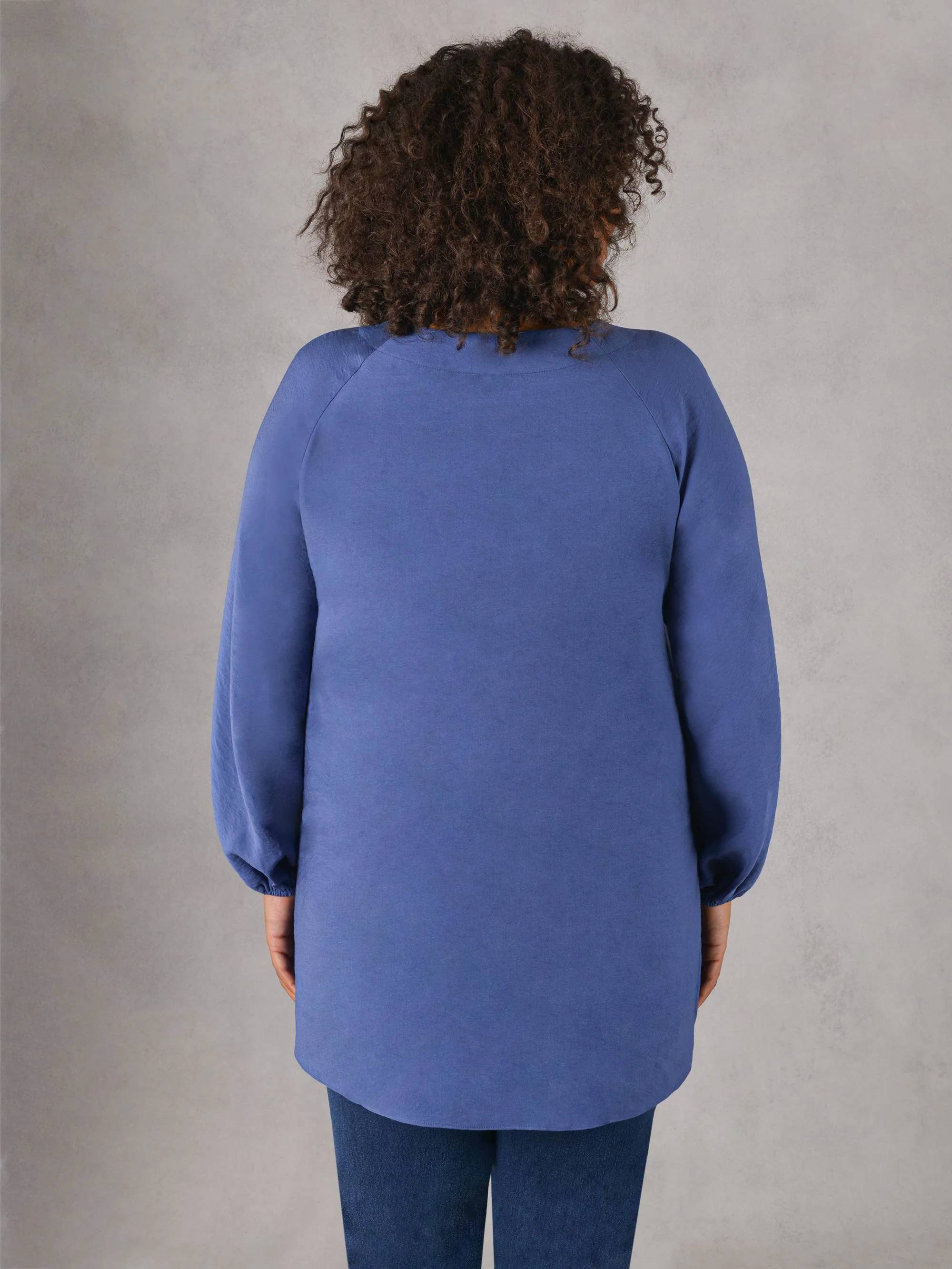 Blue V-Neck Full Sleeve Blouse - Image 3