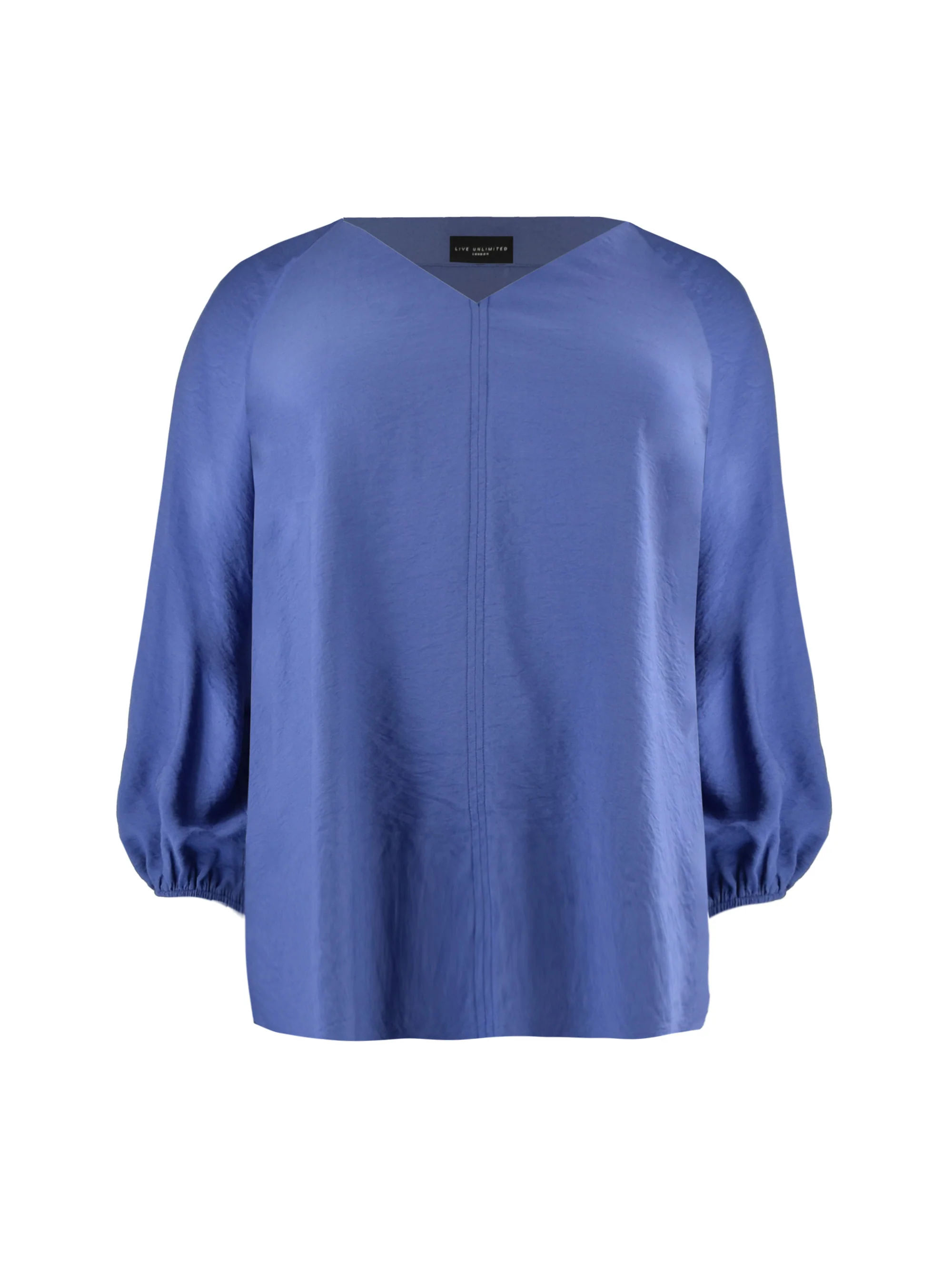 Blue V-Neck Full Sleeve Blouse - Image 4