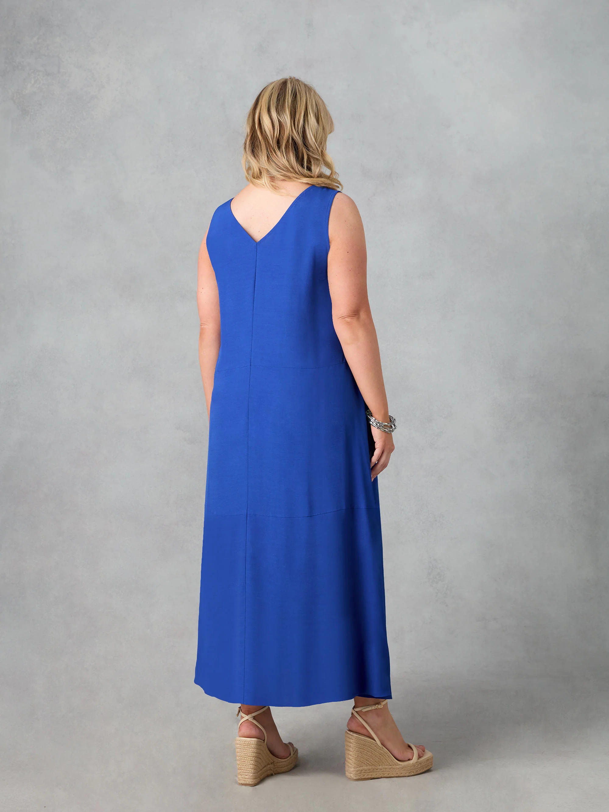 Blue V-Neck Maxi Swing Dress - Image 5