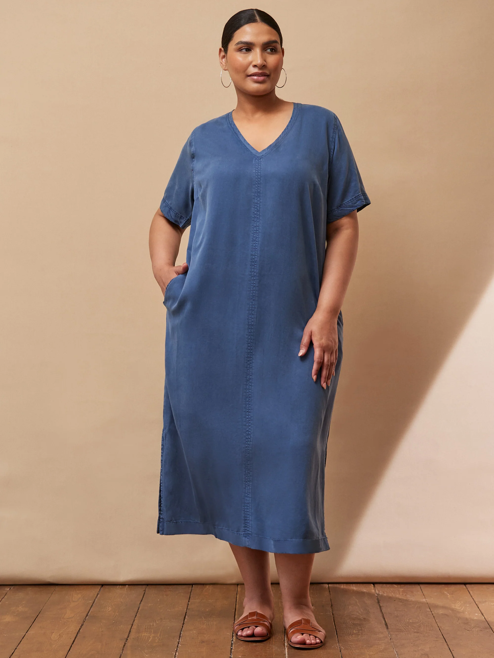 Soft Touch Denim-Style Midi Dress - Image 2