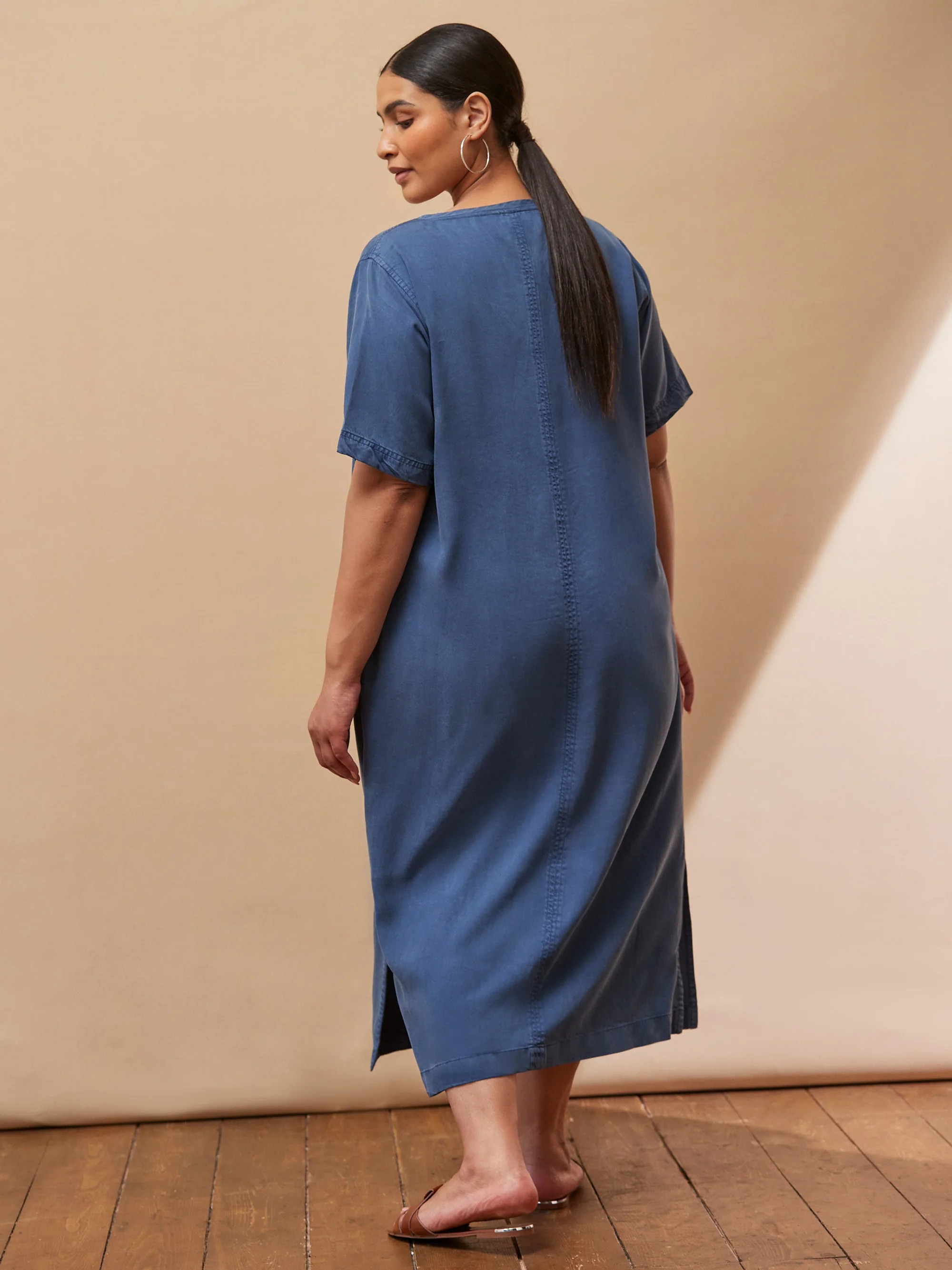 Soft Touch Denim-Style Midi Dress - Image 5