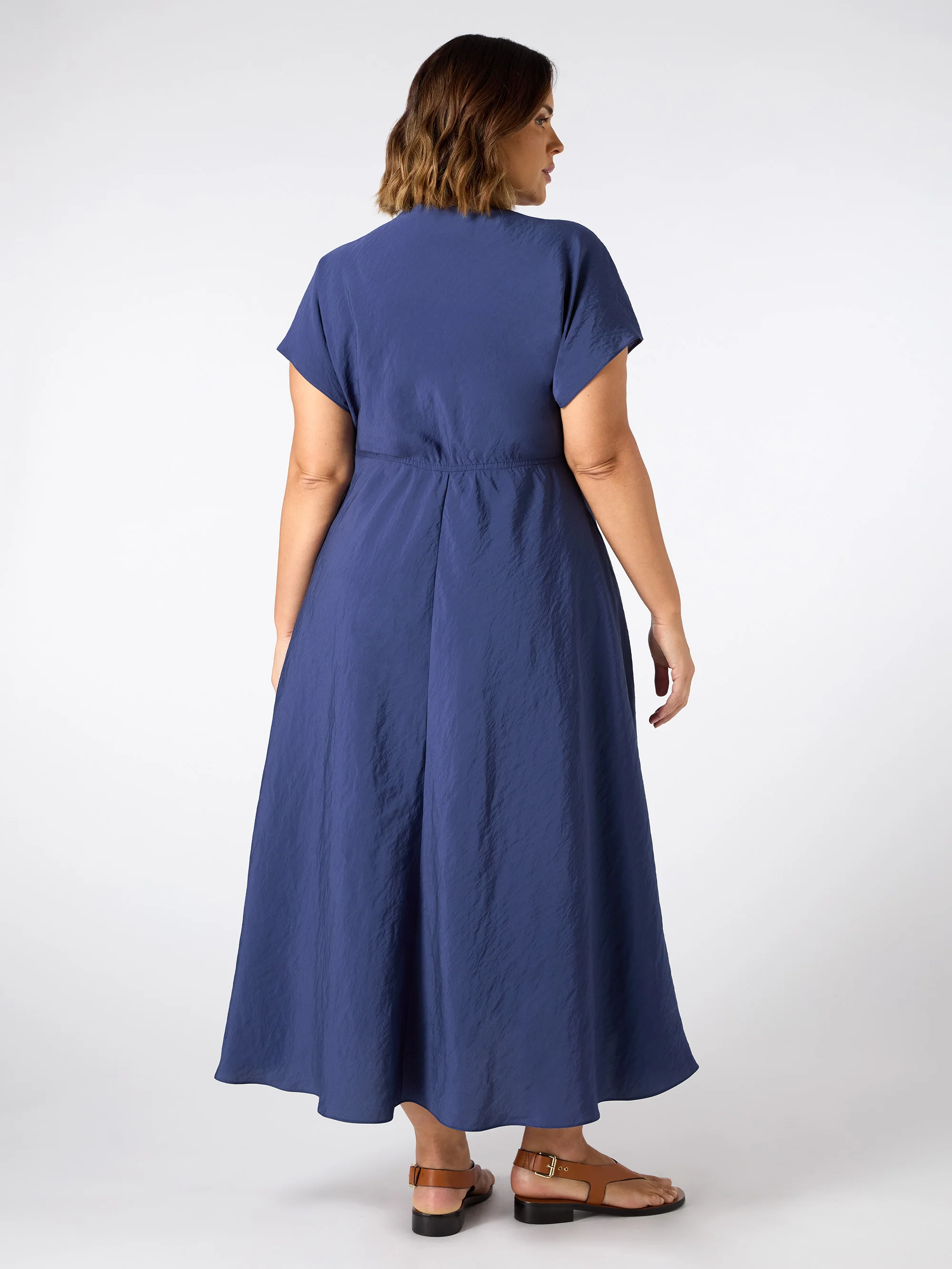 Blue V Neck Seamed Maxi Dress - Image 5