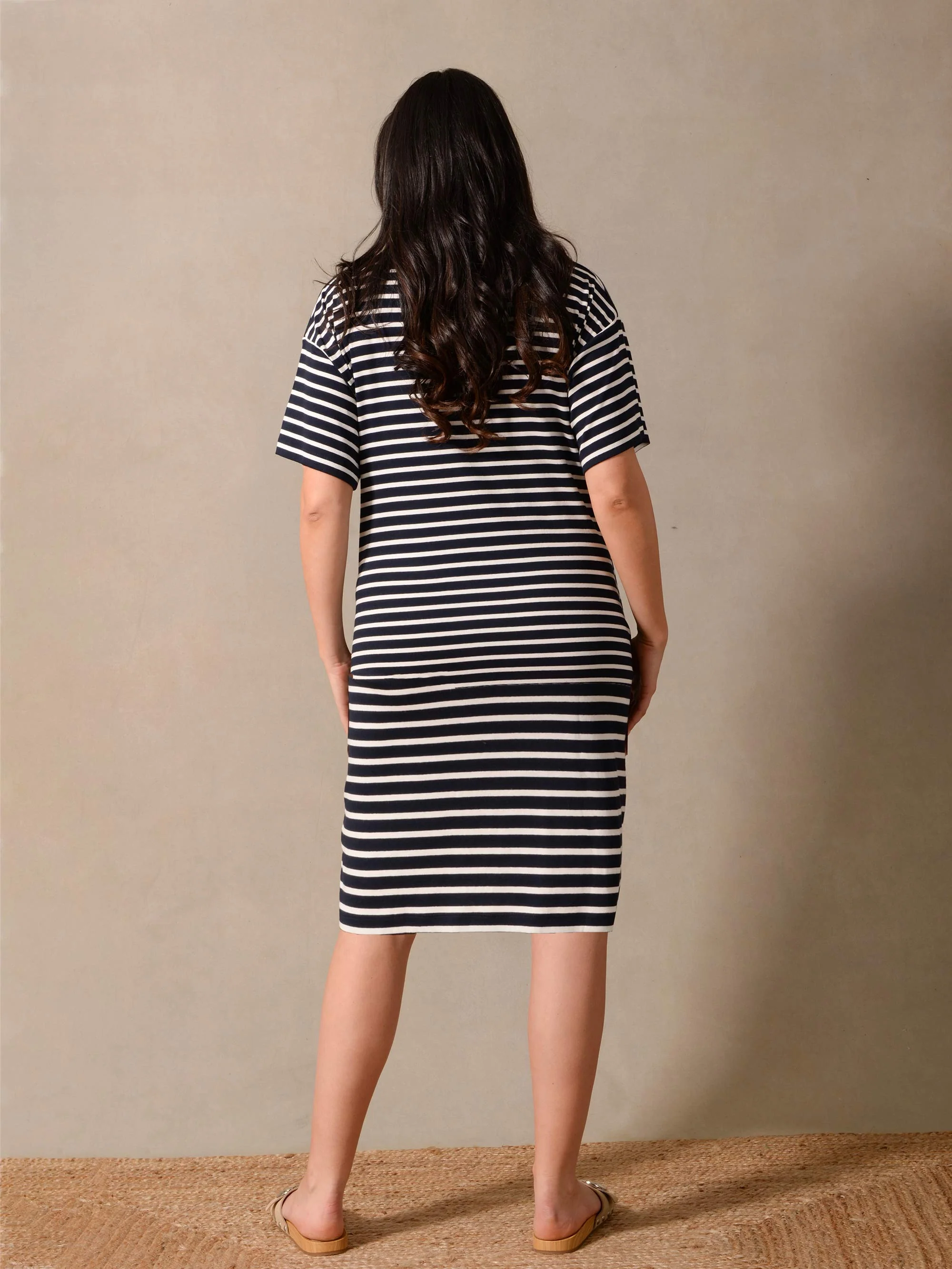 Blue & White Stripe Jersey T-Shirt Dress - Image 4
