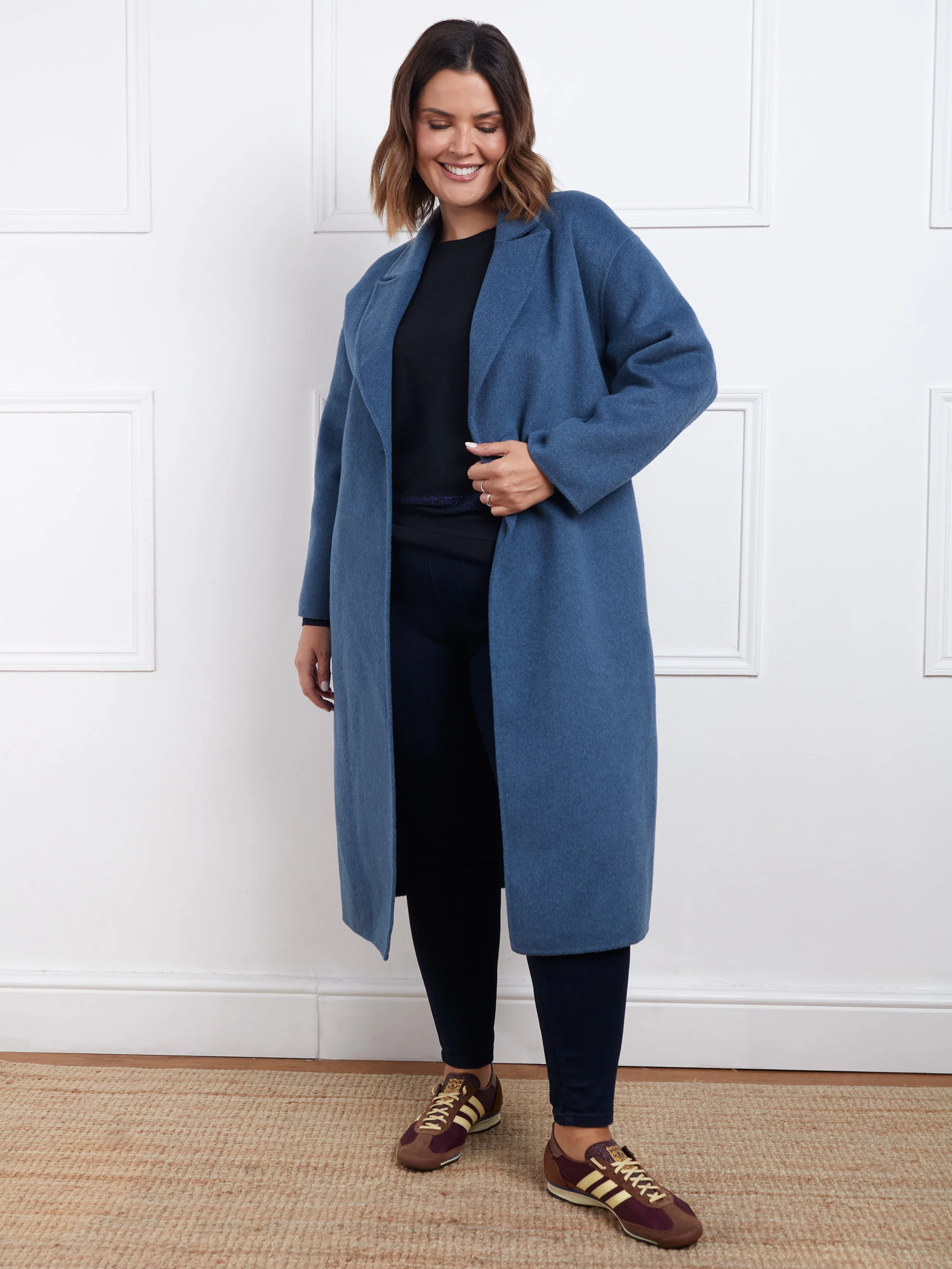 Blue Wool Blend Double Faced Long Coat - Image 4