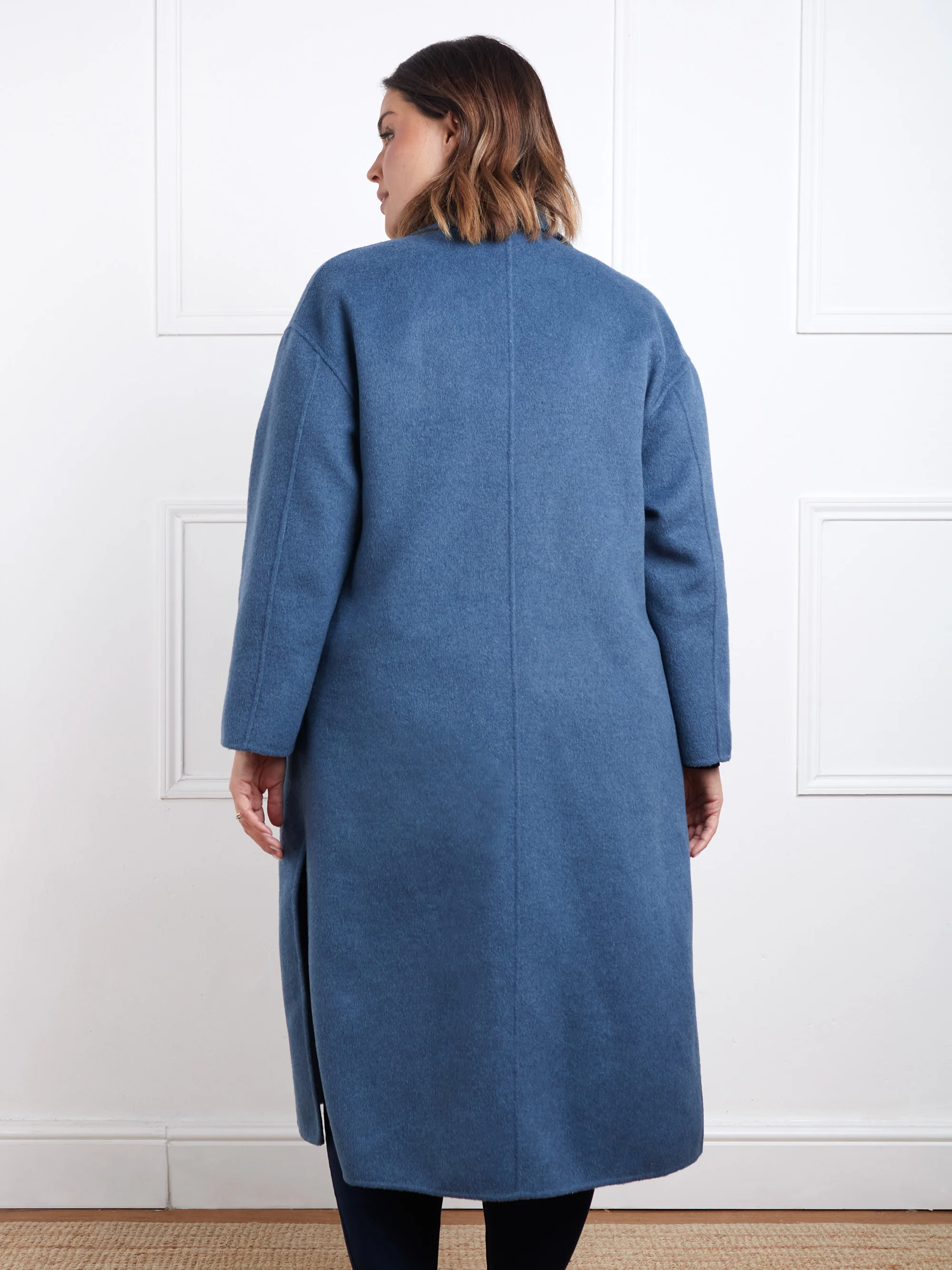 Blue Wool Blend Double Faced Long Coat - Image 6