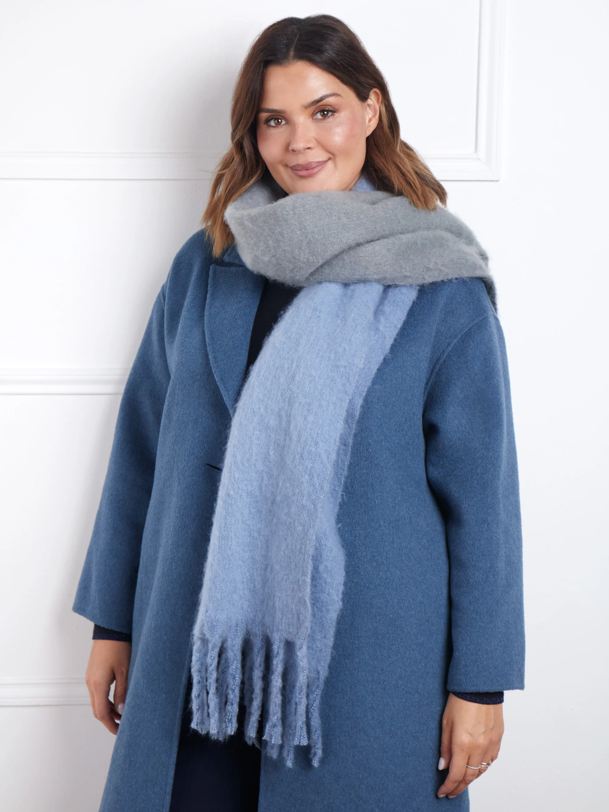 Blue Wool Blend Double Faced Long Coat - Image 7