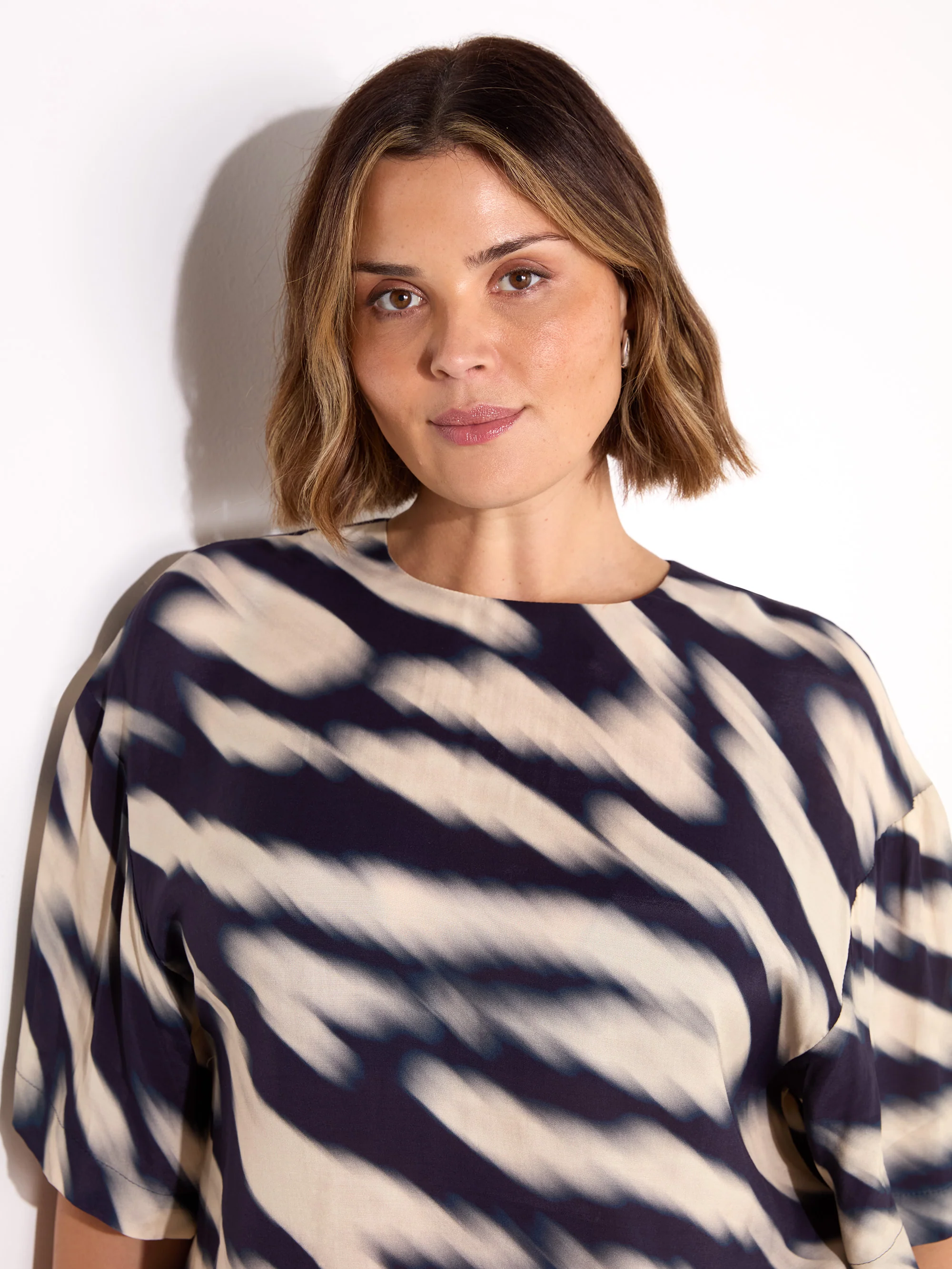 Blurred Animal Print Elevated Woven Top - Image 3