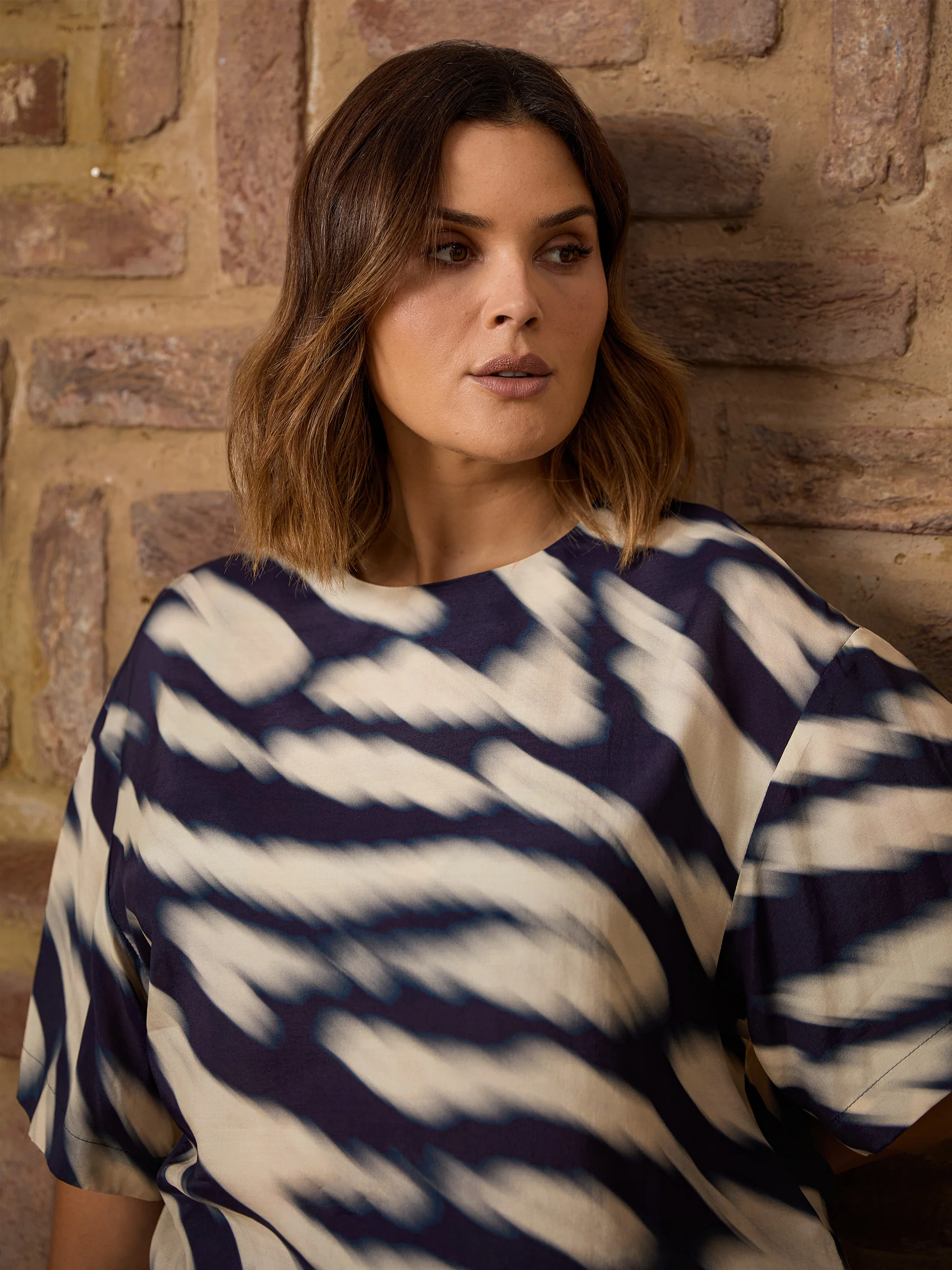 Blurred Animal Print Elevated Woven Top - Image 6