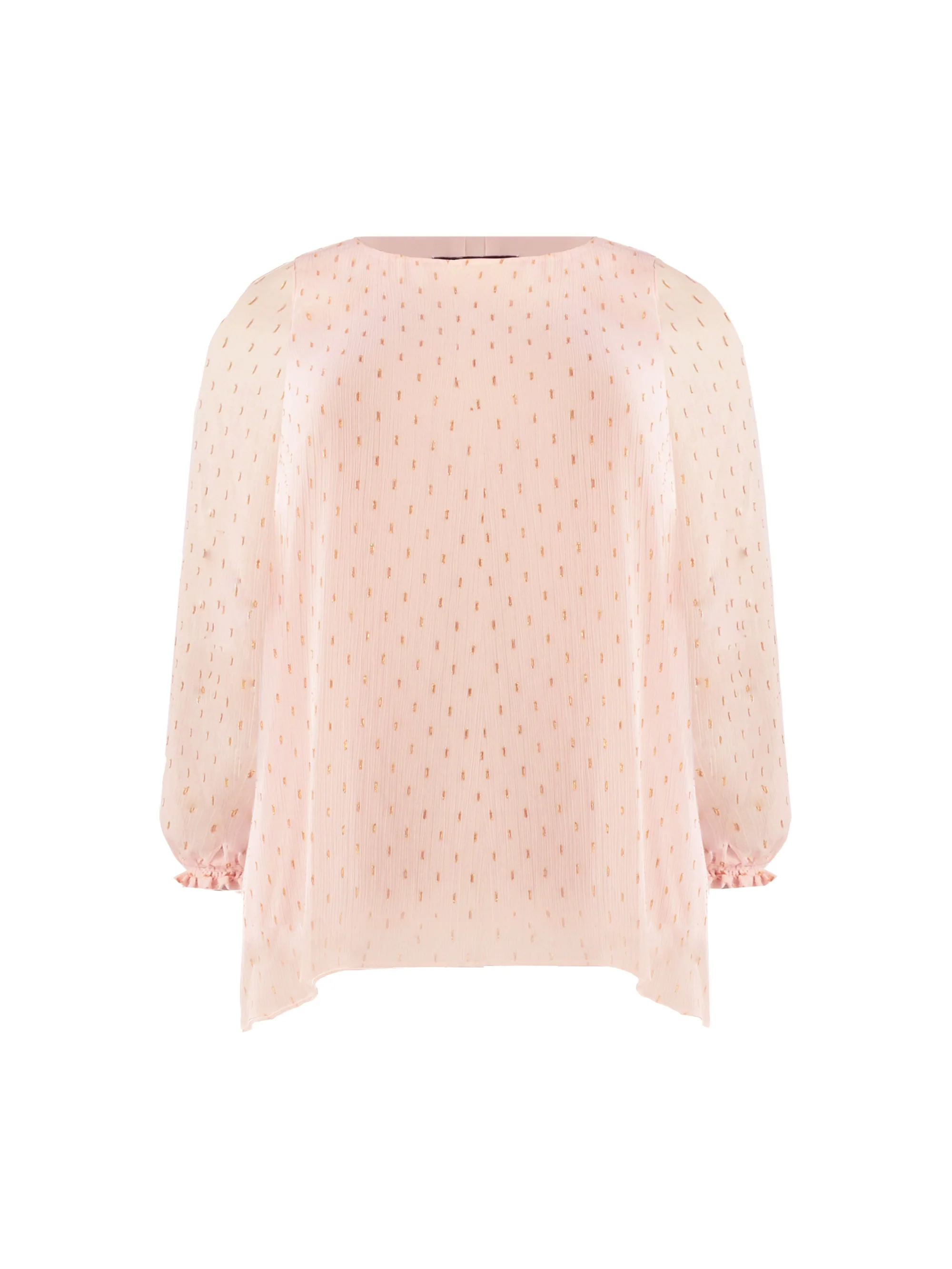 Blush Shimmer Chiffon Blouse With Shirred Cuffs - Image 4