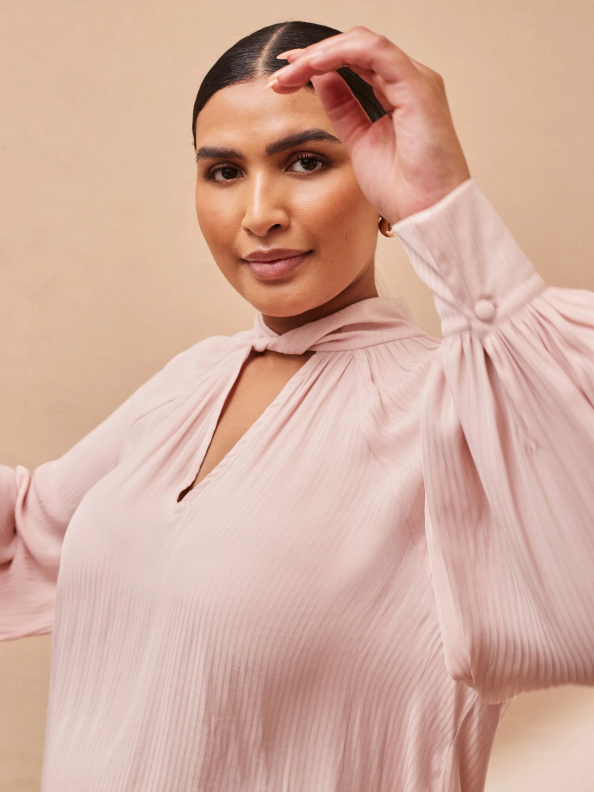 Blush Twist High Neck Blouse - Image 2