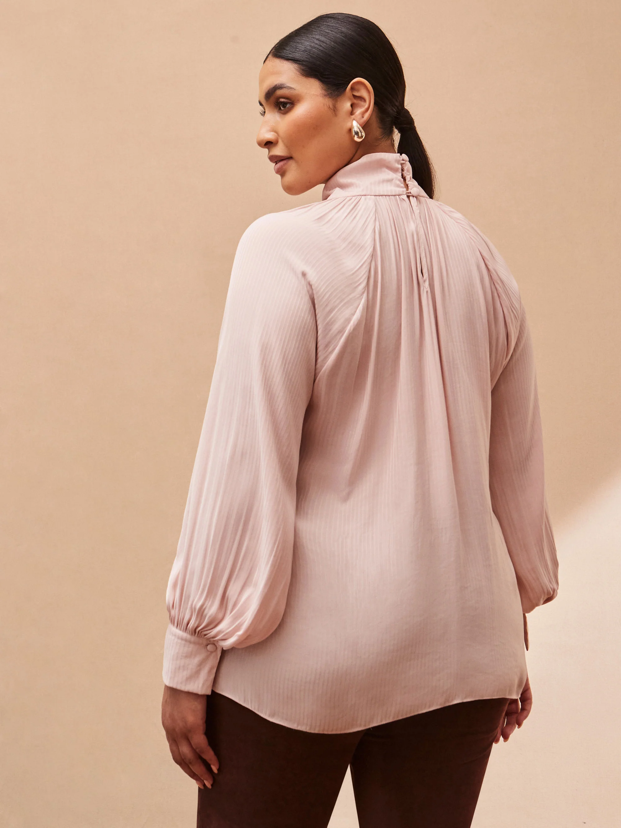Blush Twist High Neck Blouse - Image 4