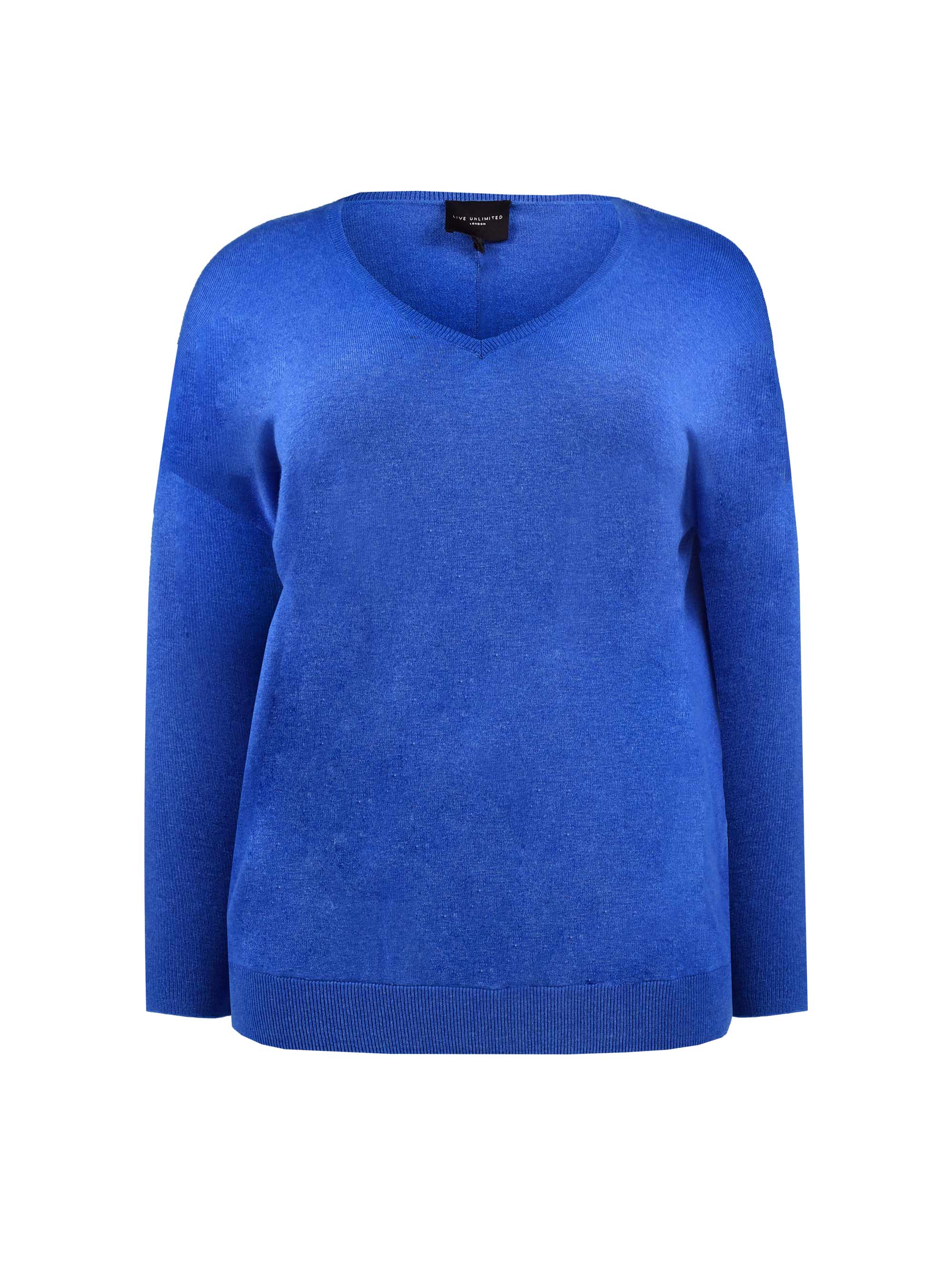 Bright Blue Relaxed V-Neck Knitted Jumper - Image 7