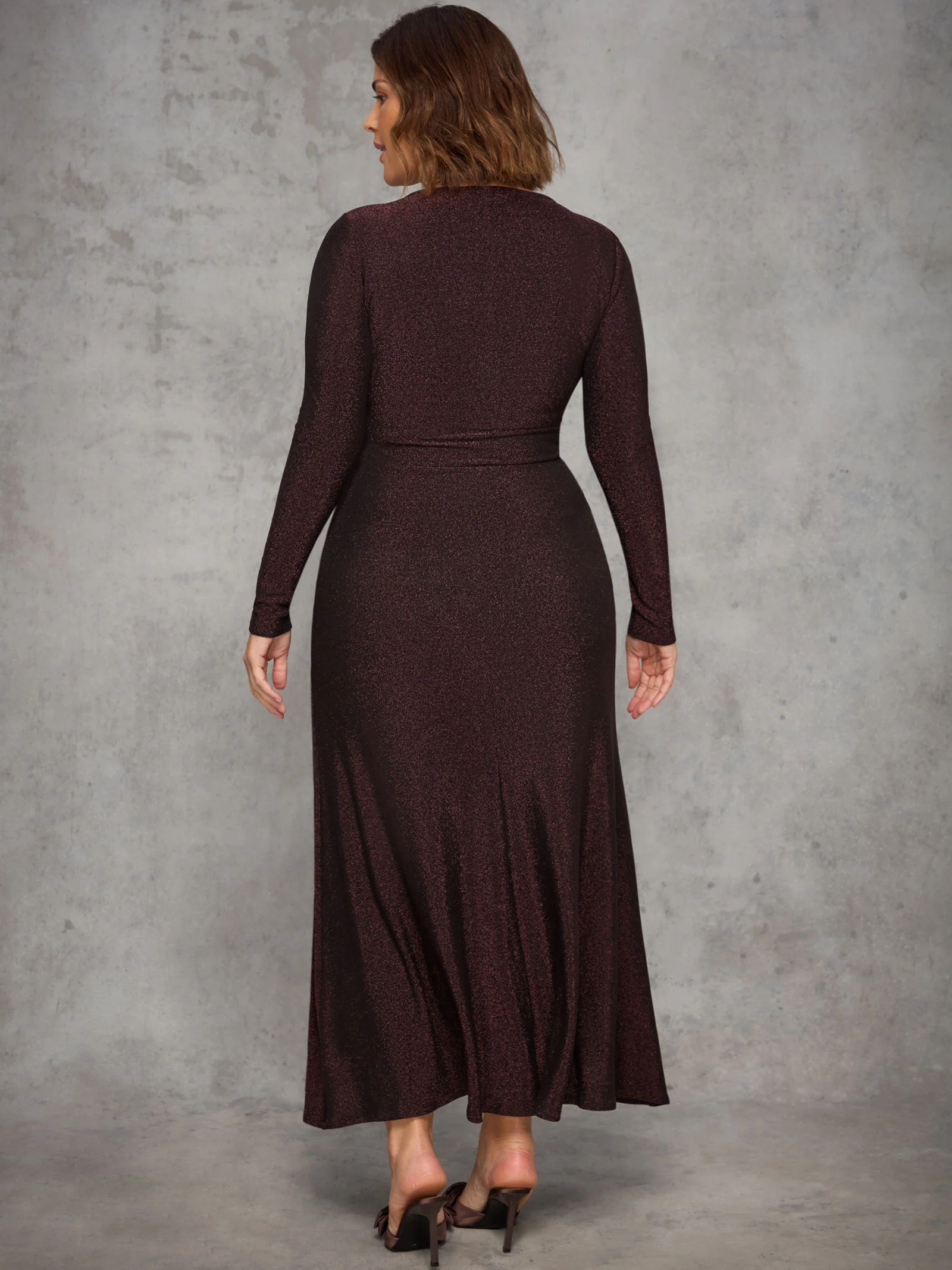 Bronze Sparkle Ruched Jersey Maxi Dress - Image 6