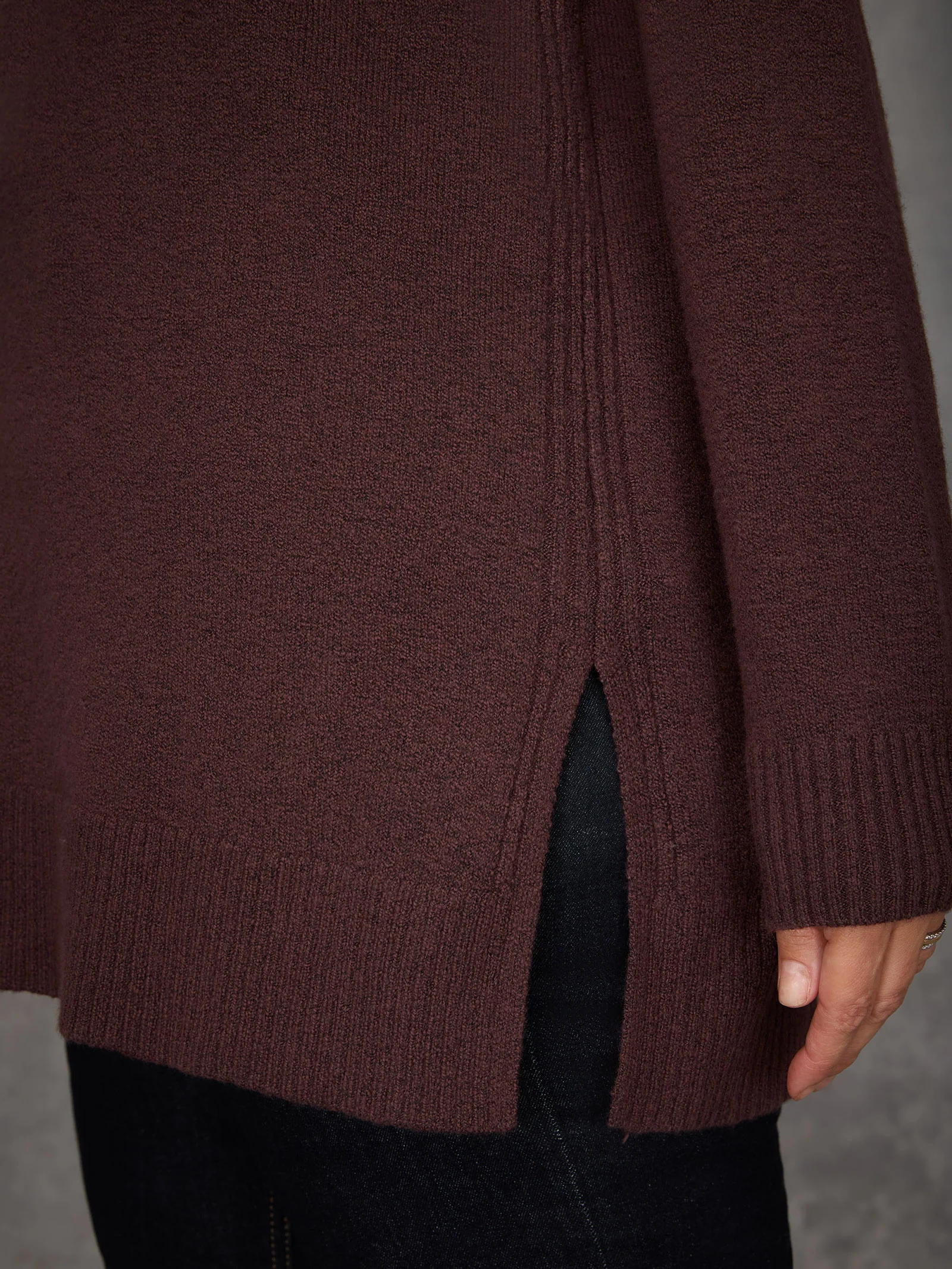 Chocolate Brown Crew Neck Longline Knit Jumper - Image 10