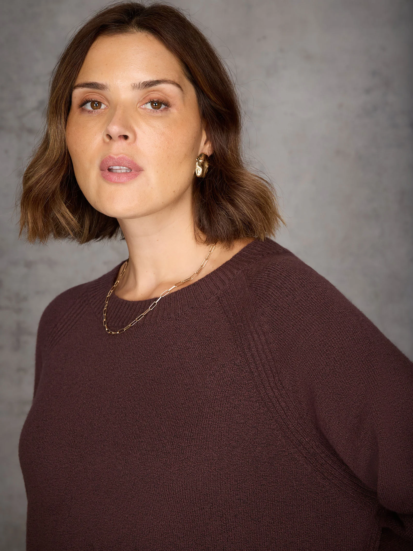 Chocolate Brown Crew Neck Longline Knit Jumper - Image 8