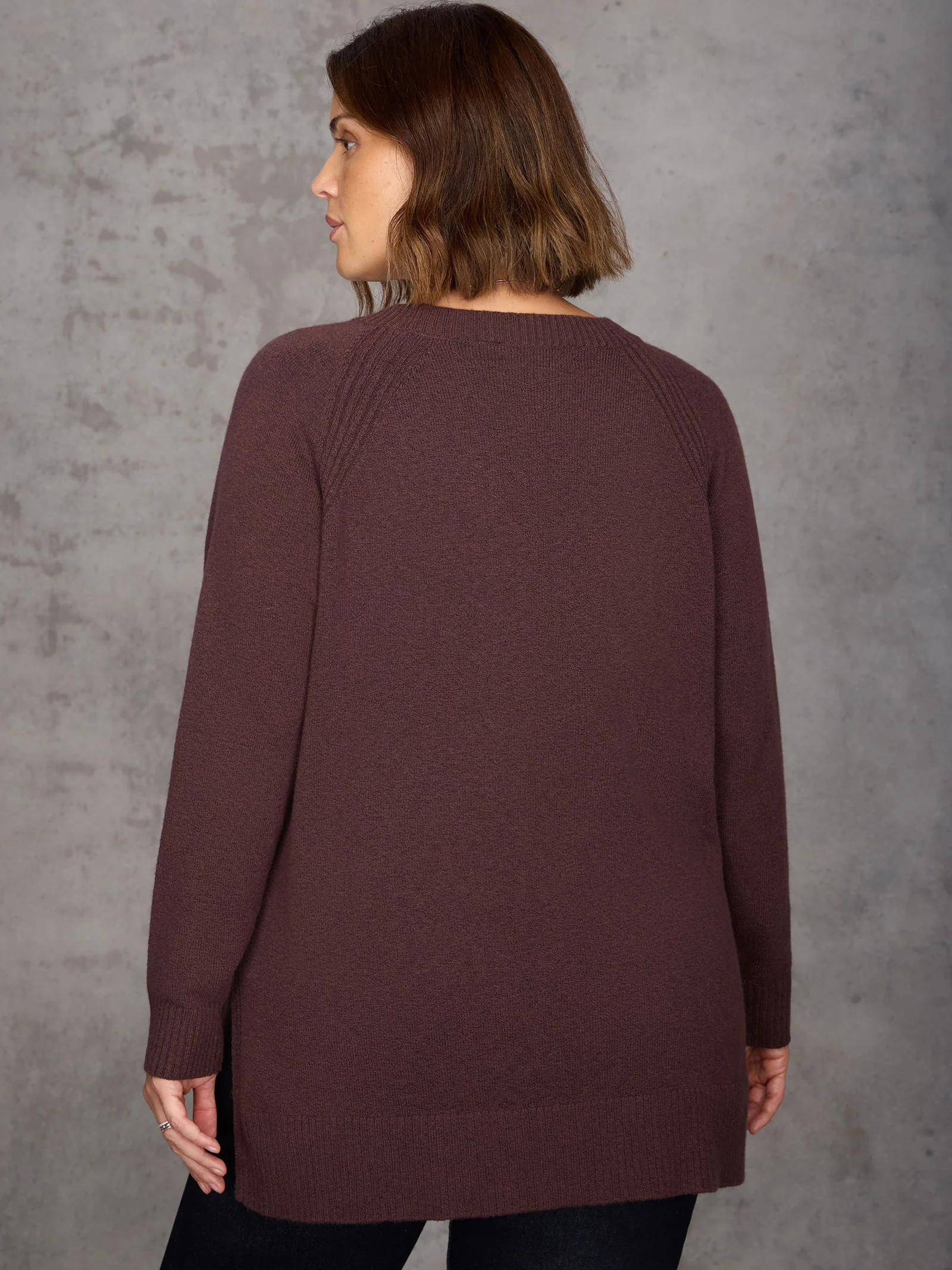 Chocolate Brown Crew Neck Longline Knit Jumper - Image 9
