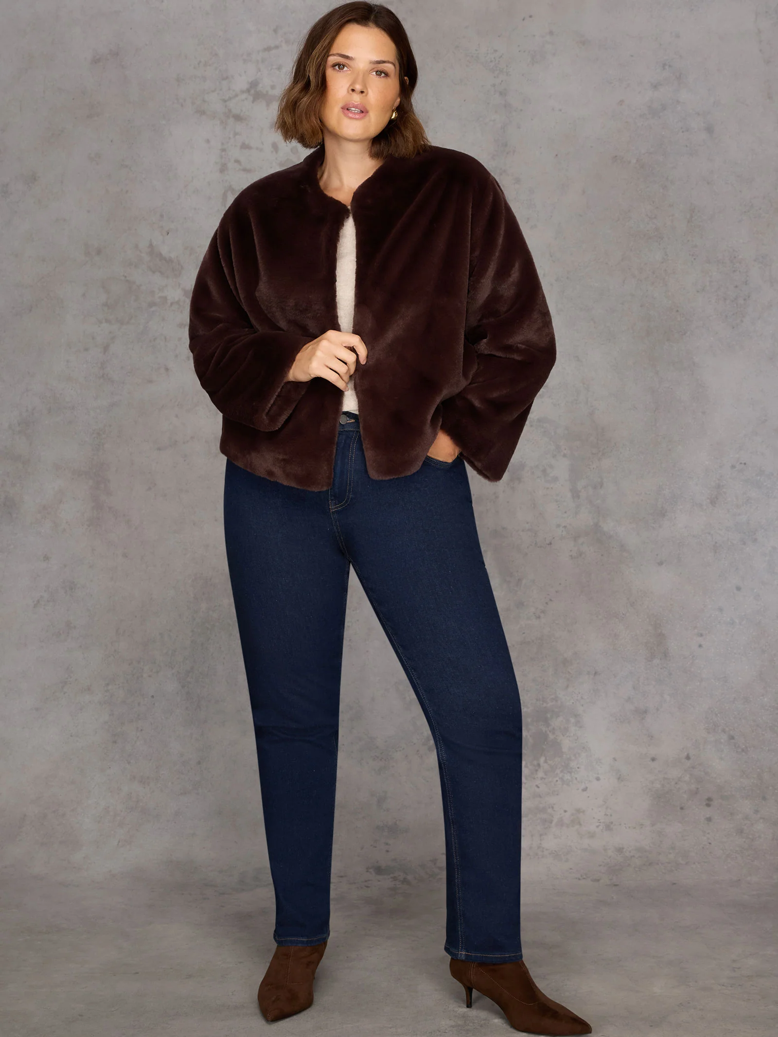 Brown Faux Fur Jacket - Image 5