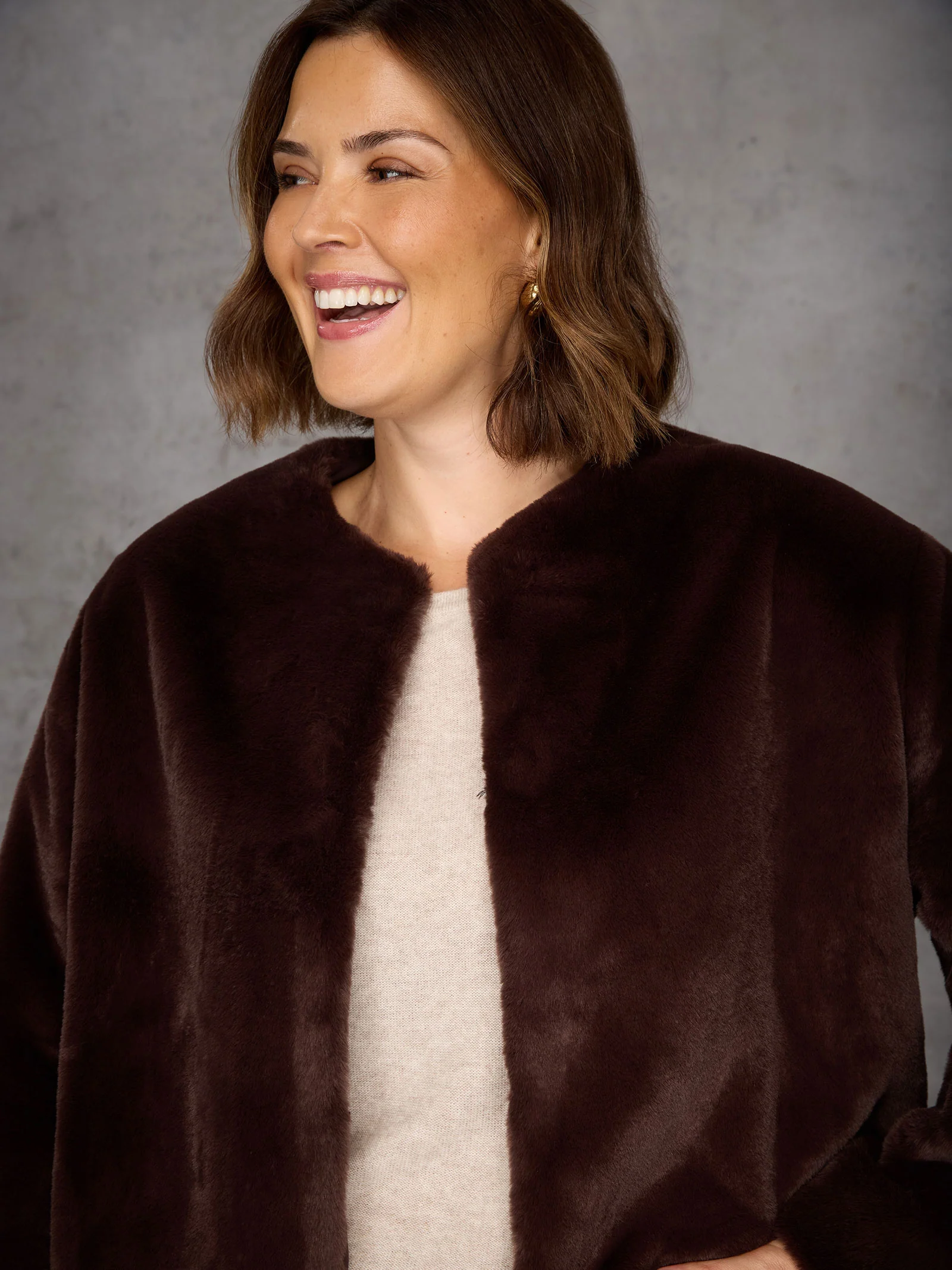 Brown Faux Fur Jacket - Image 6