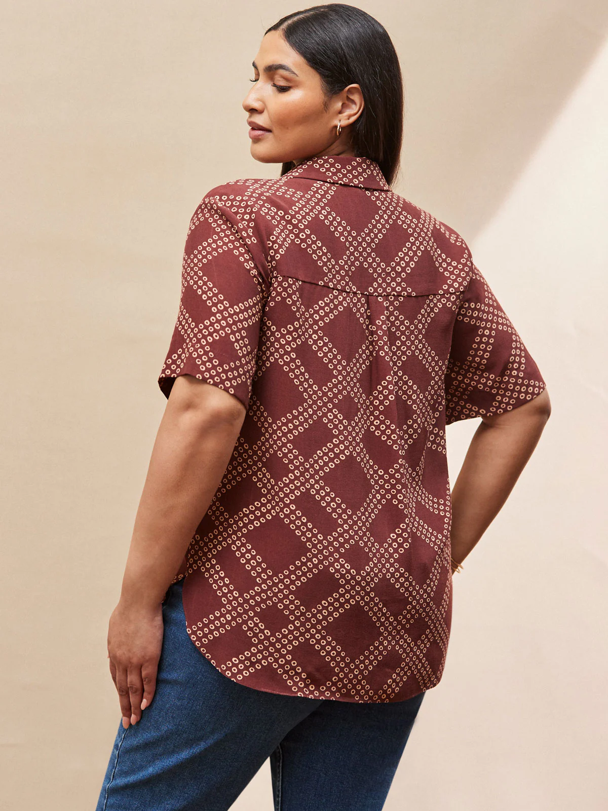 Brown Geo Print Short Sleeve Shirt - Image 5