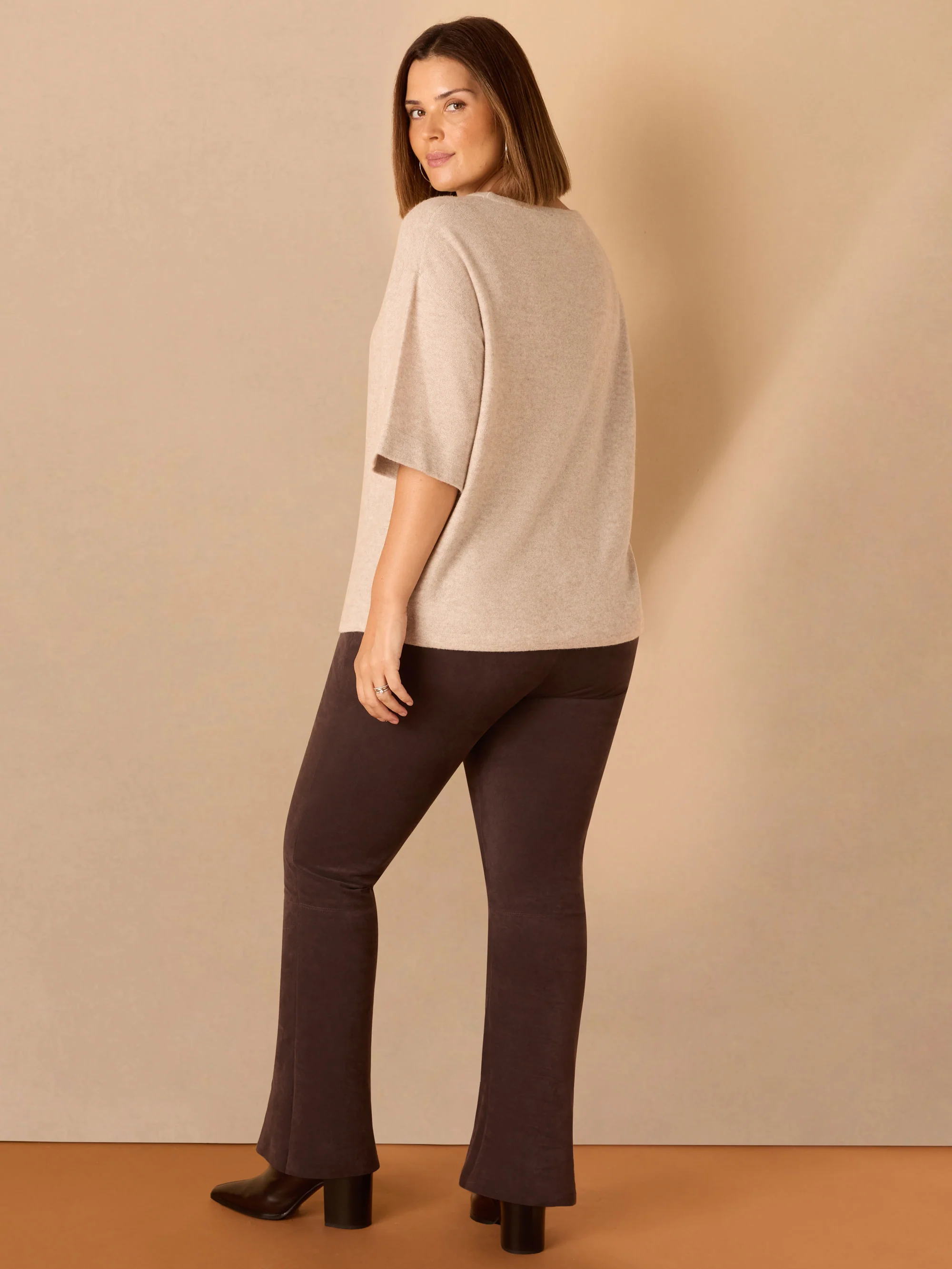 Chocolate Brown Suede Bootcut Trouser - Image 3