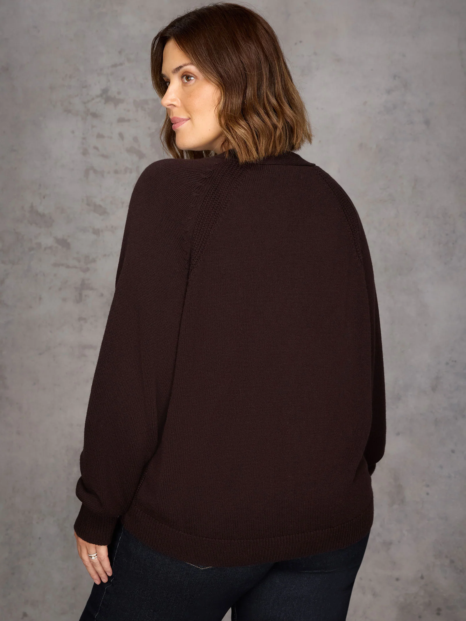 Brown V Neck Cardigan - Image 5