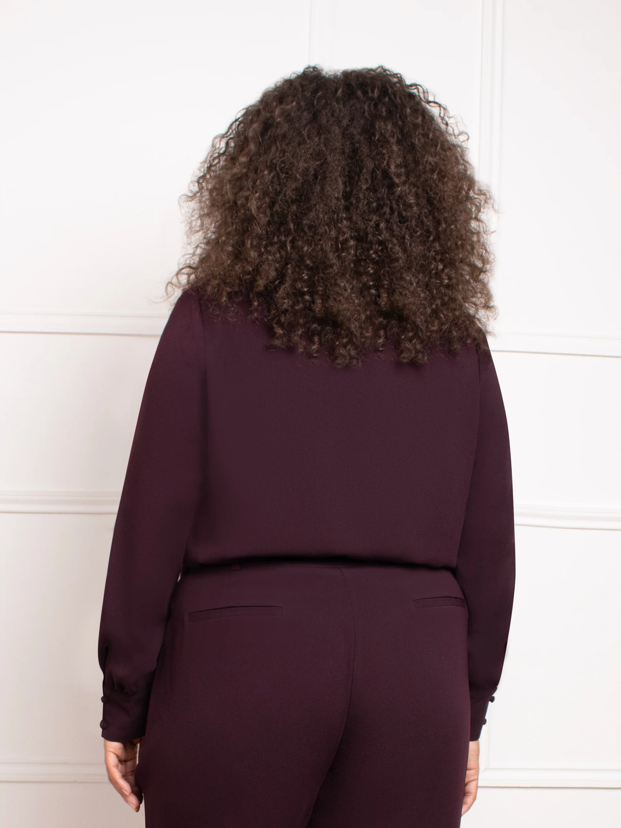 Aubergine Cowl Neck Long Sleeve Blouse - Image 6