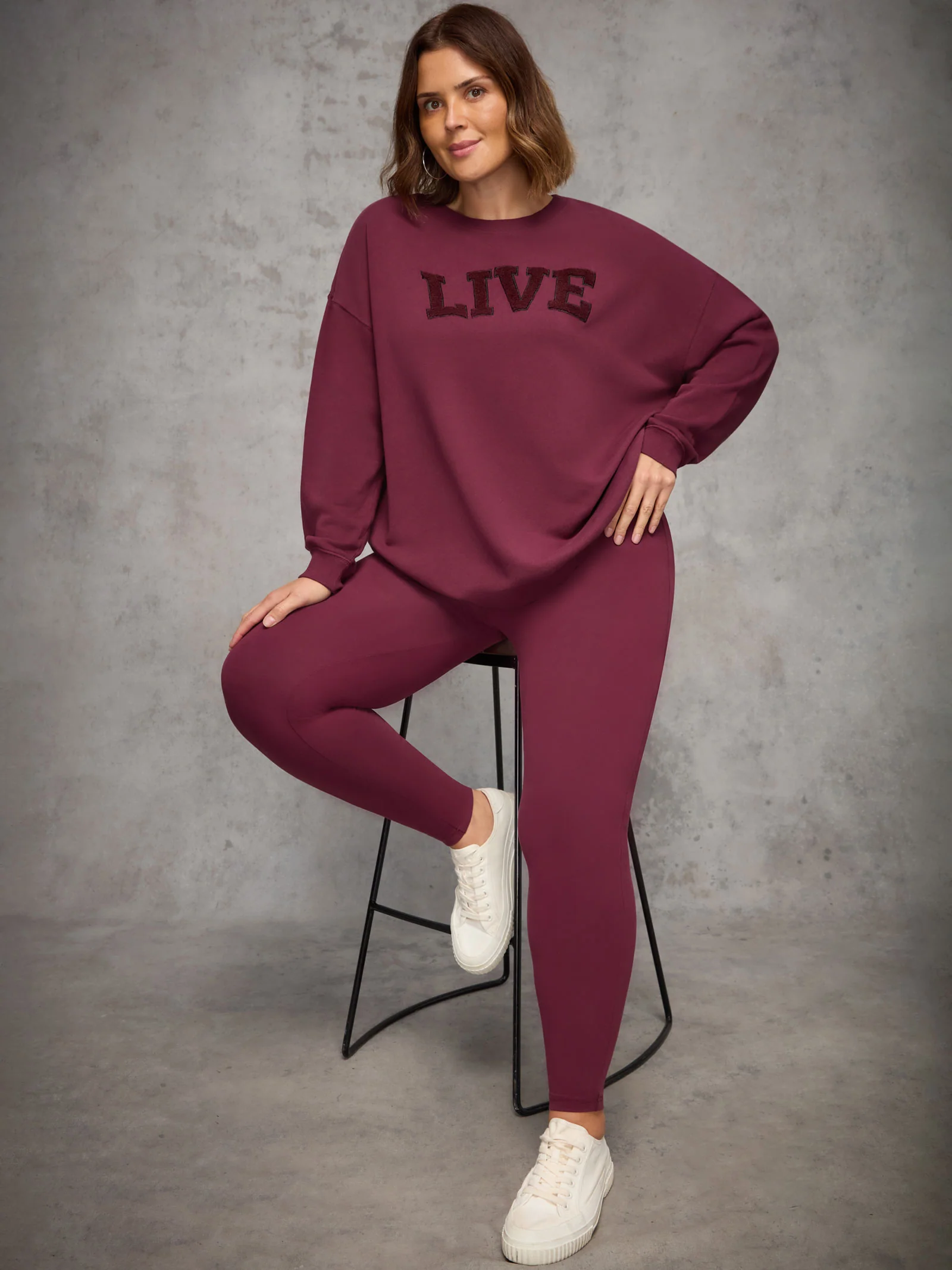 Burgundy Oversized Live Sweatshirt - Image 3