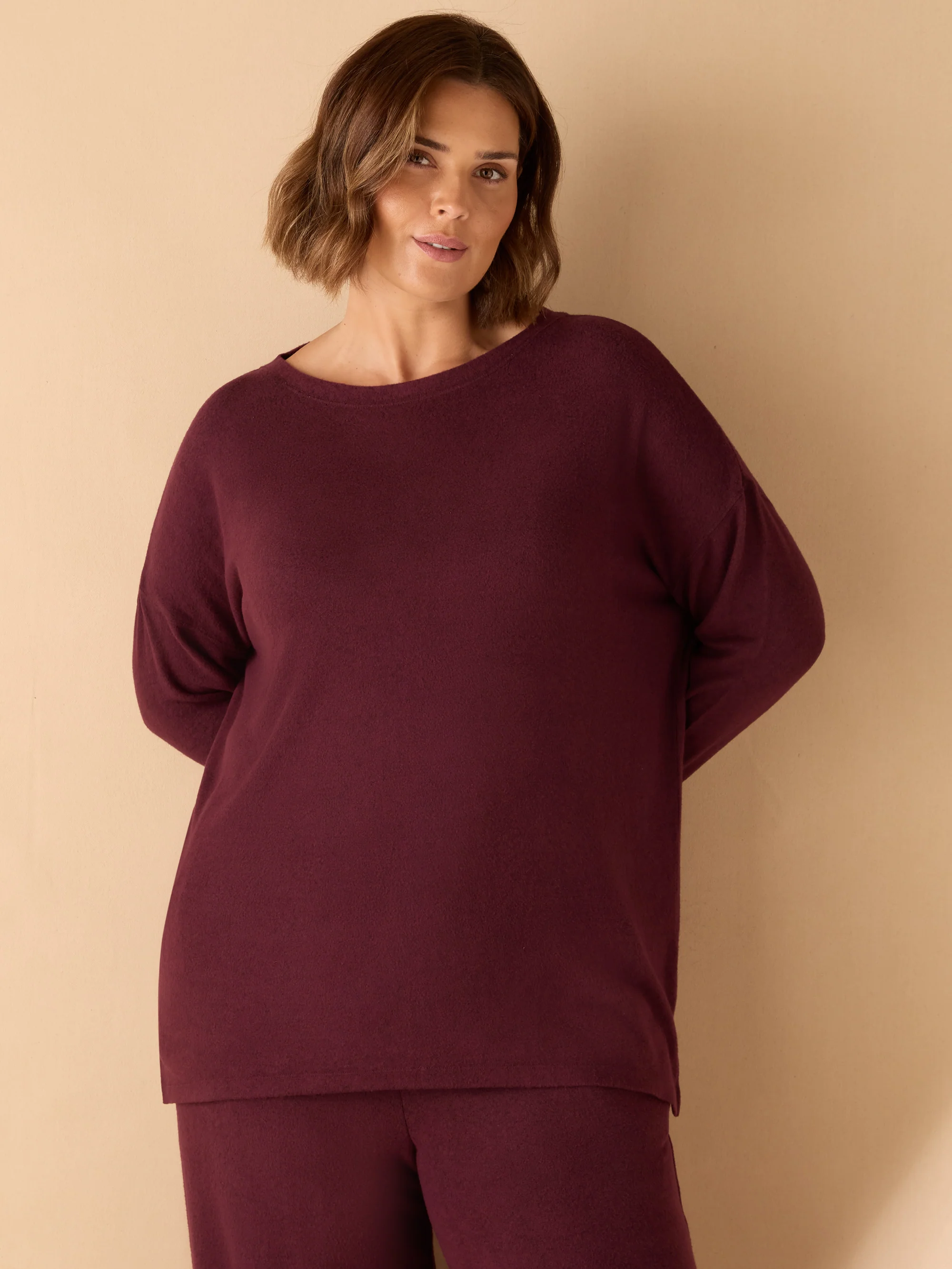 Burgundy Supersoft Round Neck Jumper - Image 3
