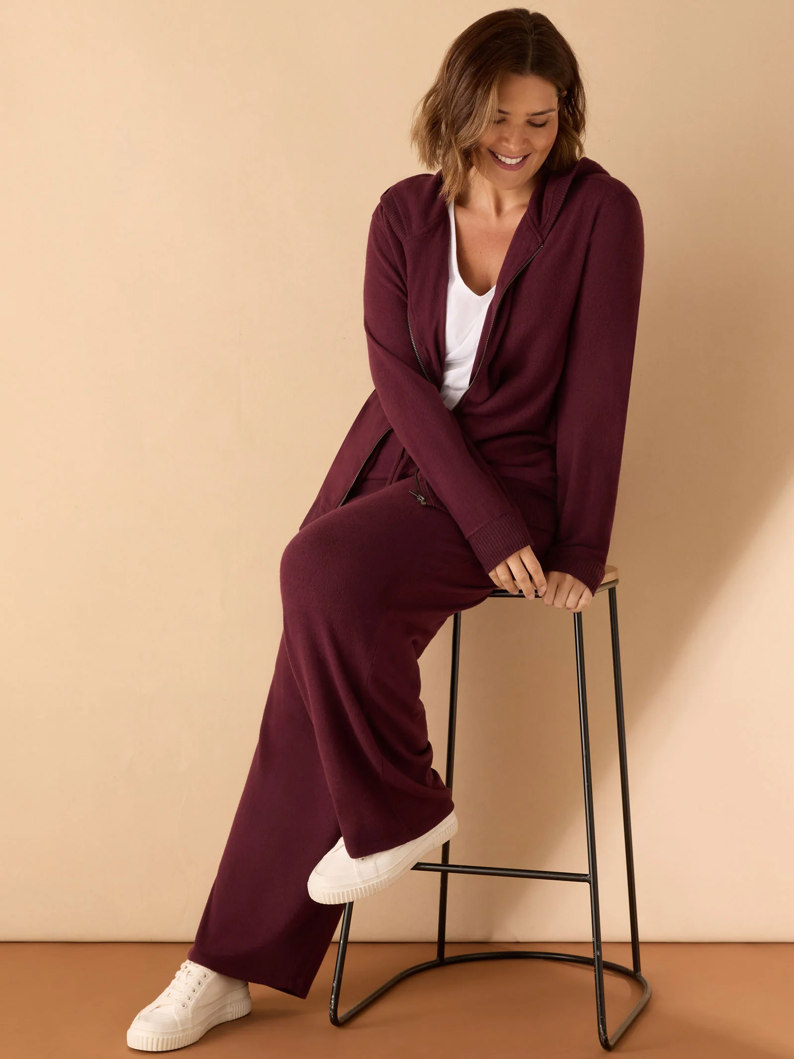 Burgundy Supersoft Zip Hoodie - Image 3