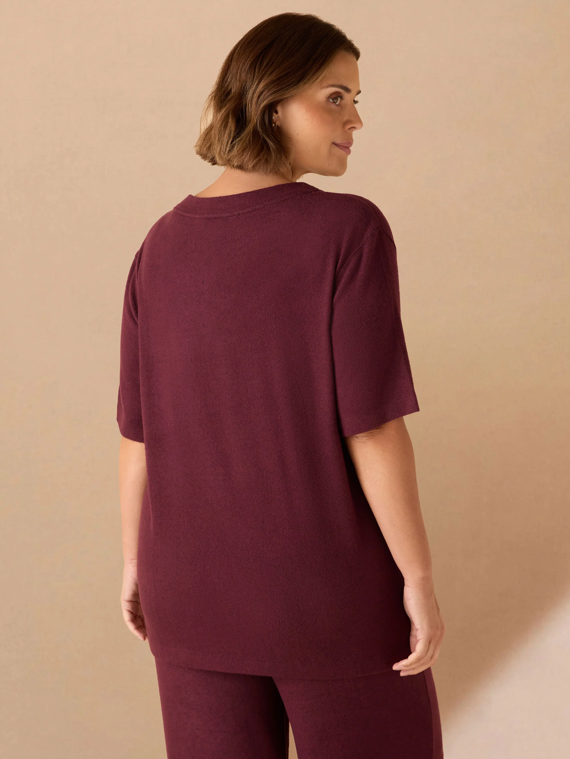 Burgundy V Neck Supersoft T-Shirt - Image 5